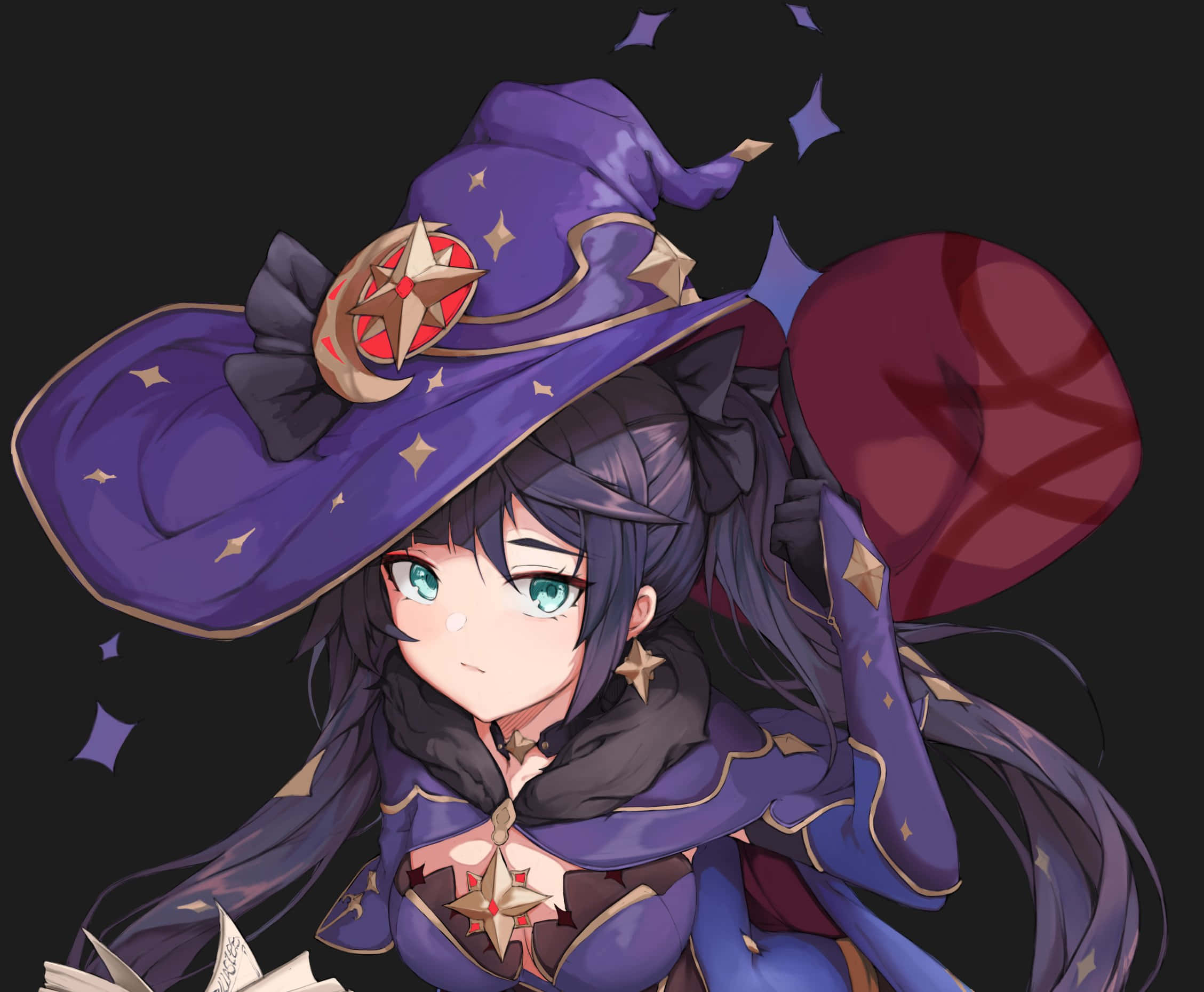 Genshin Impact, Mona, teal eyes, Full HD Desktop Wallpaper