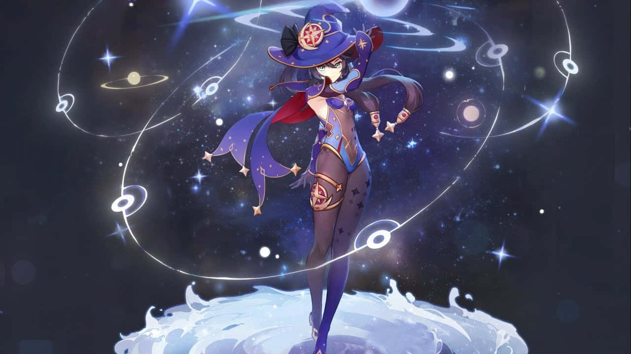 Genshin Impact, Mona, purple-clad anime girl, HD Desktop Wallpaper
