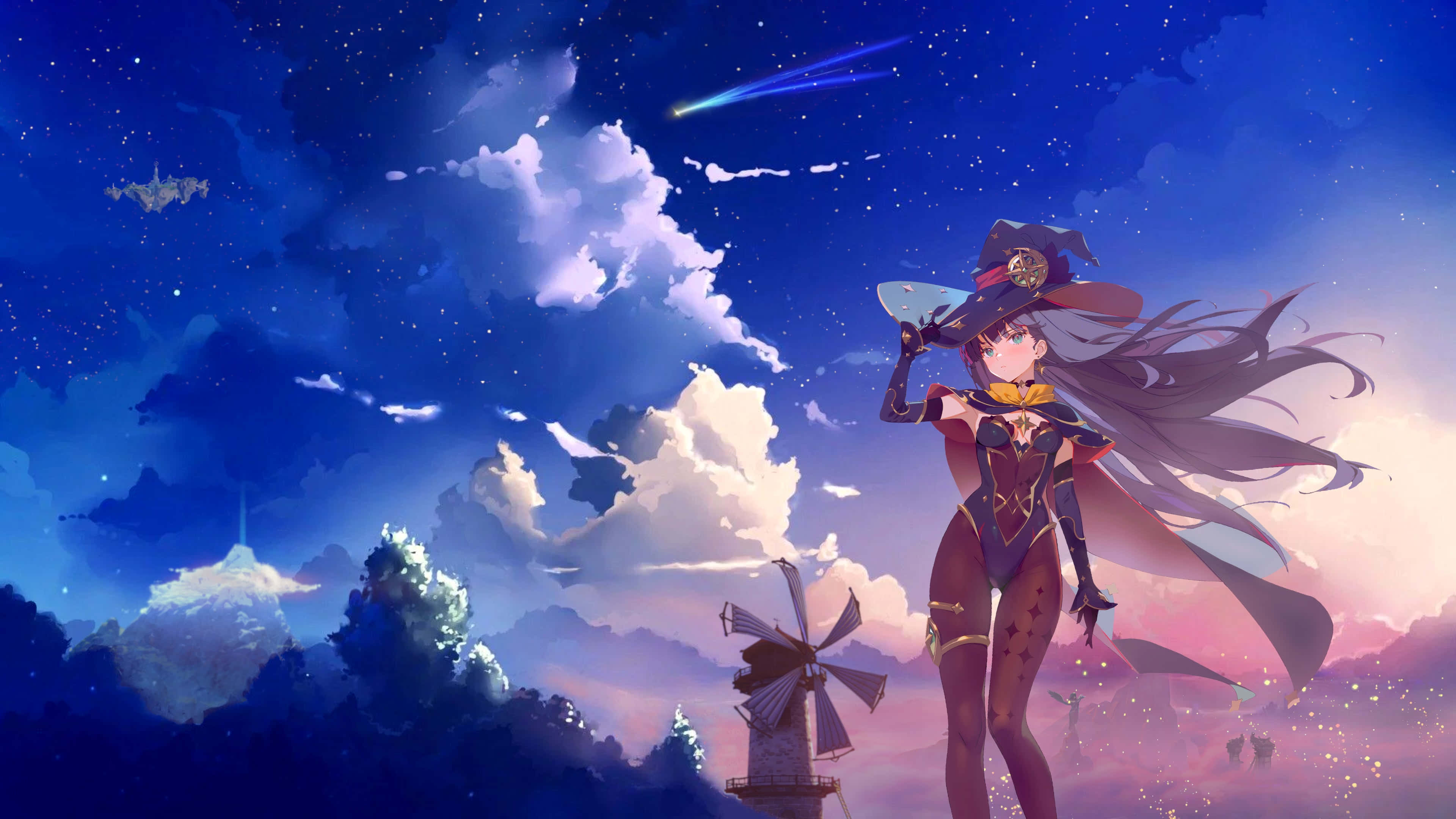 Genshin Impact, Mona, twilight sky, 4K Desktop Wallpaper