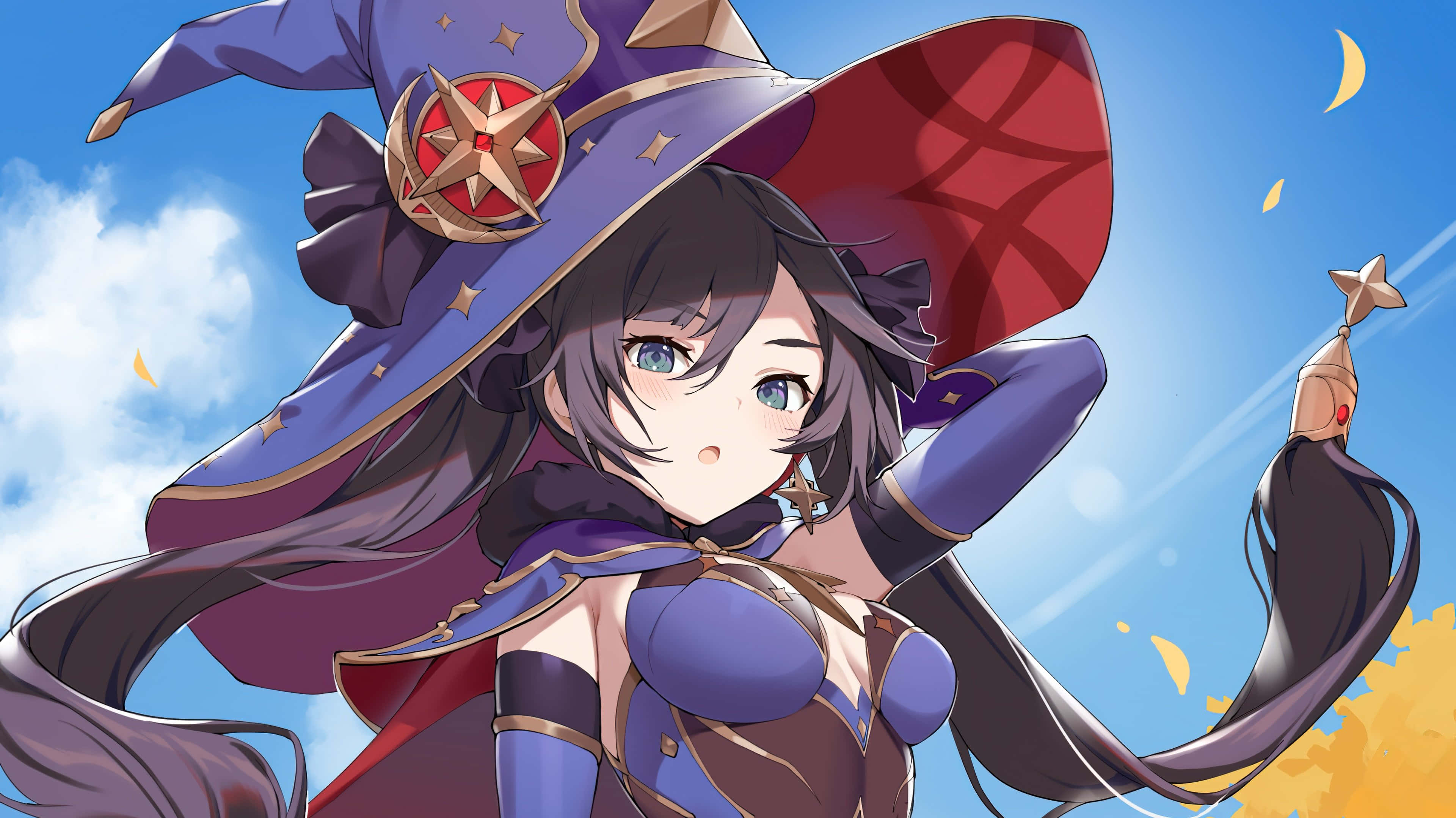 Genshin Impact, Mona, purple hat, 4K Desktop Wallpaper