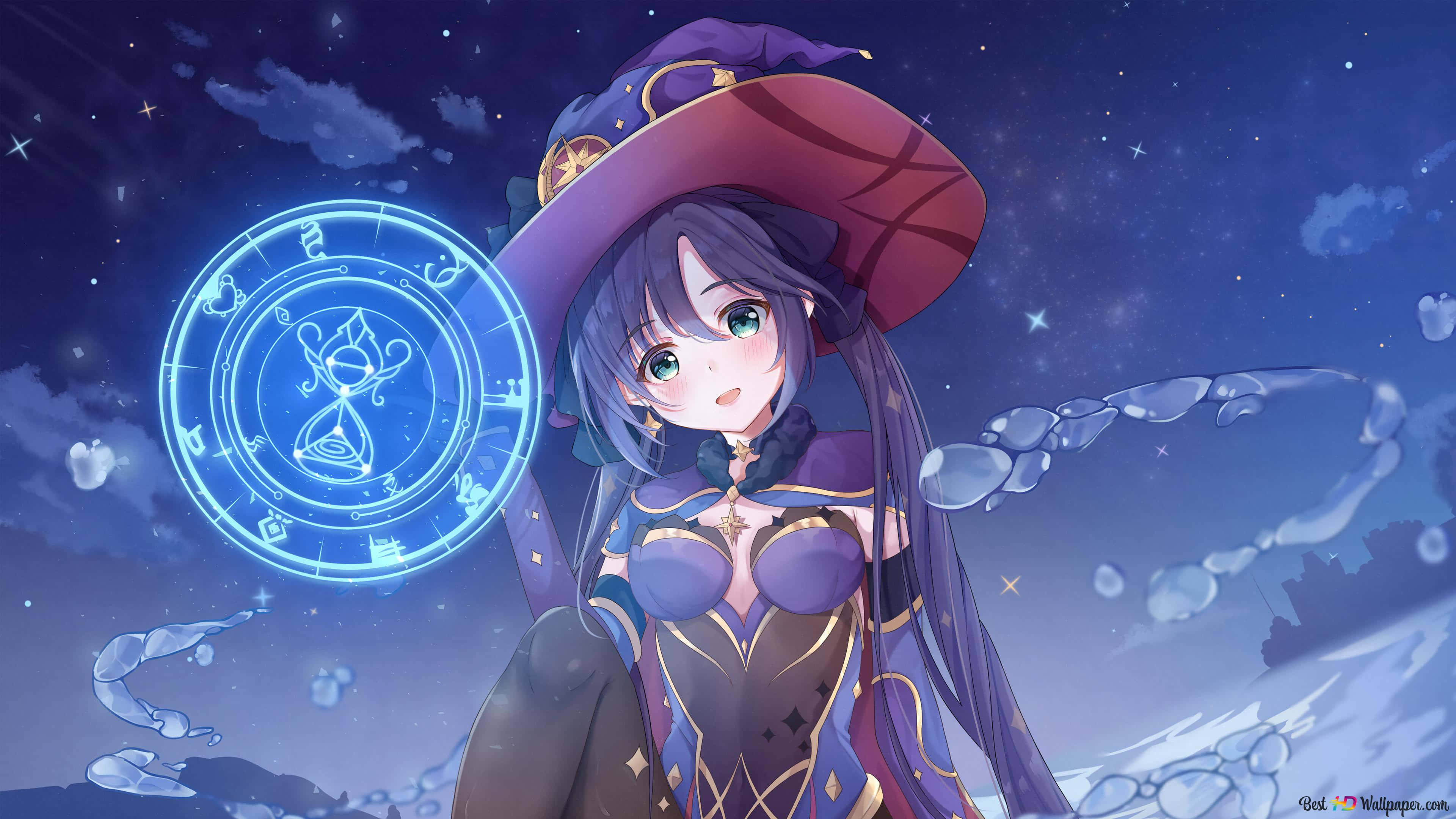 Genshin Impact, Mona, purple hair, 4K Desktop Wallpaper