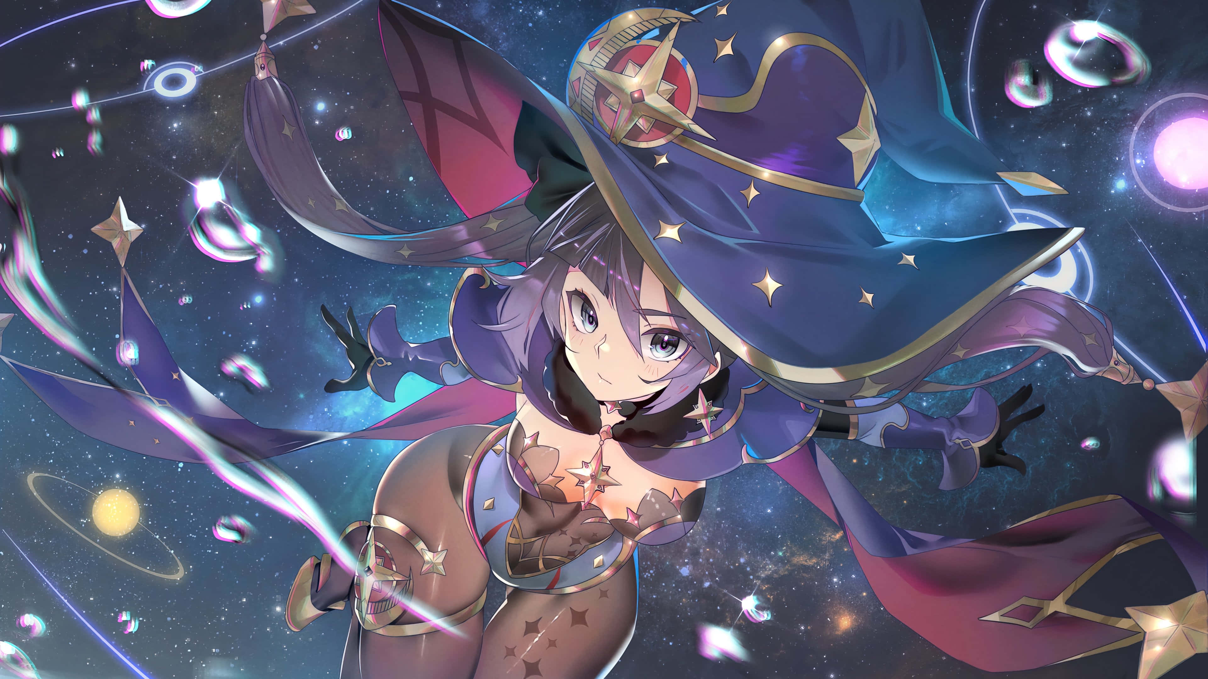 Genshin Impact, Mona, purple hair, 4K Desktop Wallpaper