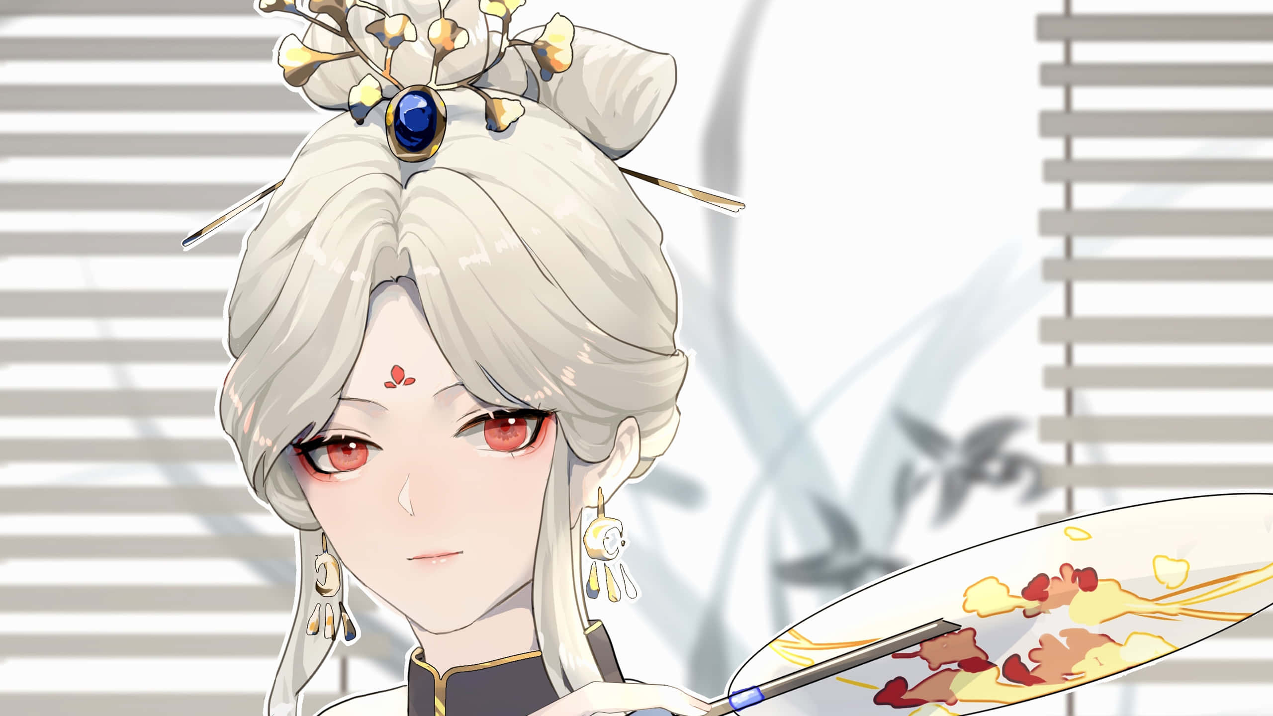 Genshin Impact, Ningguang, silver hair, 2K Desktop Wallpaper
