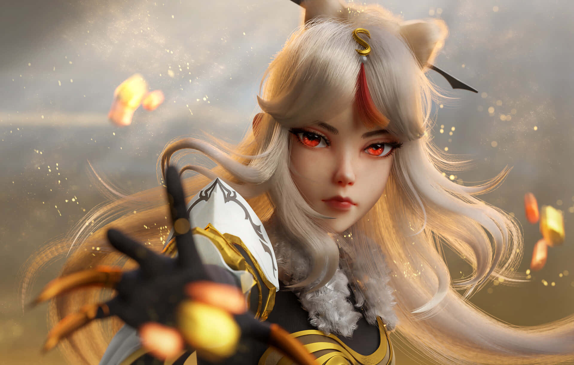 Genshin Impact, Ningguang, white hair, Full HD Desktop Wallpaper
