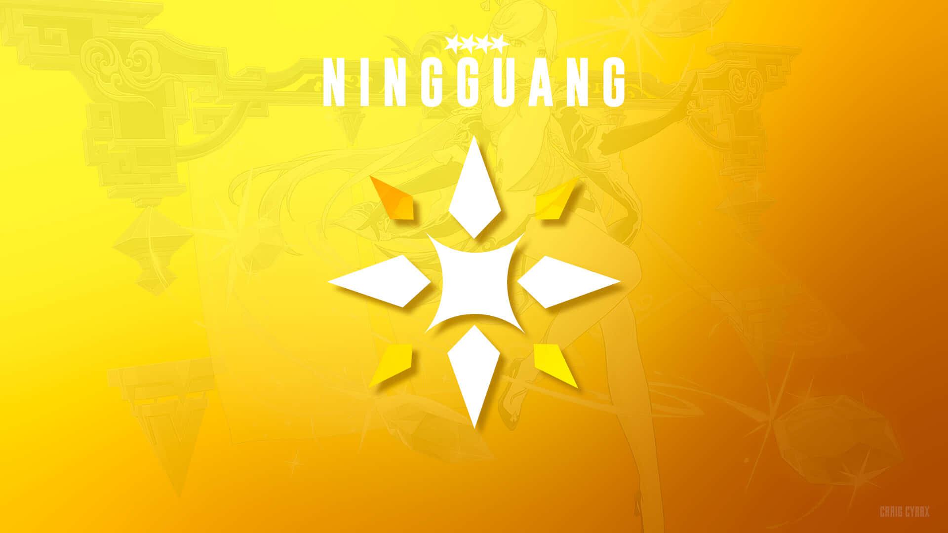 Genshin Impact, Ningguang, white starburst logo, Full HD Desktop Wallpaper