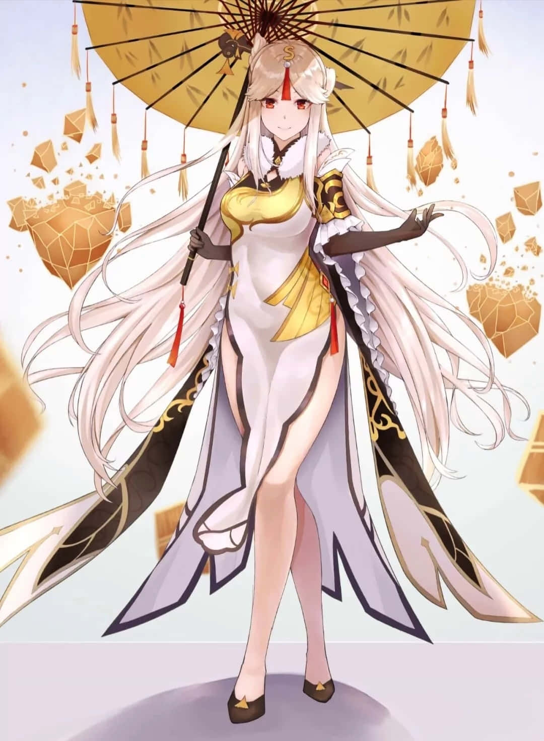 Genshin Impact, Ningguang, golden parasol, HD Phone Wallpaper