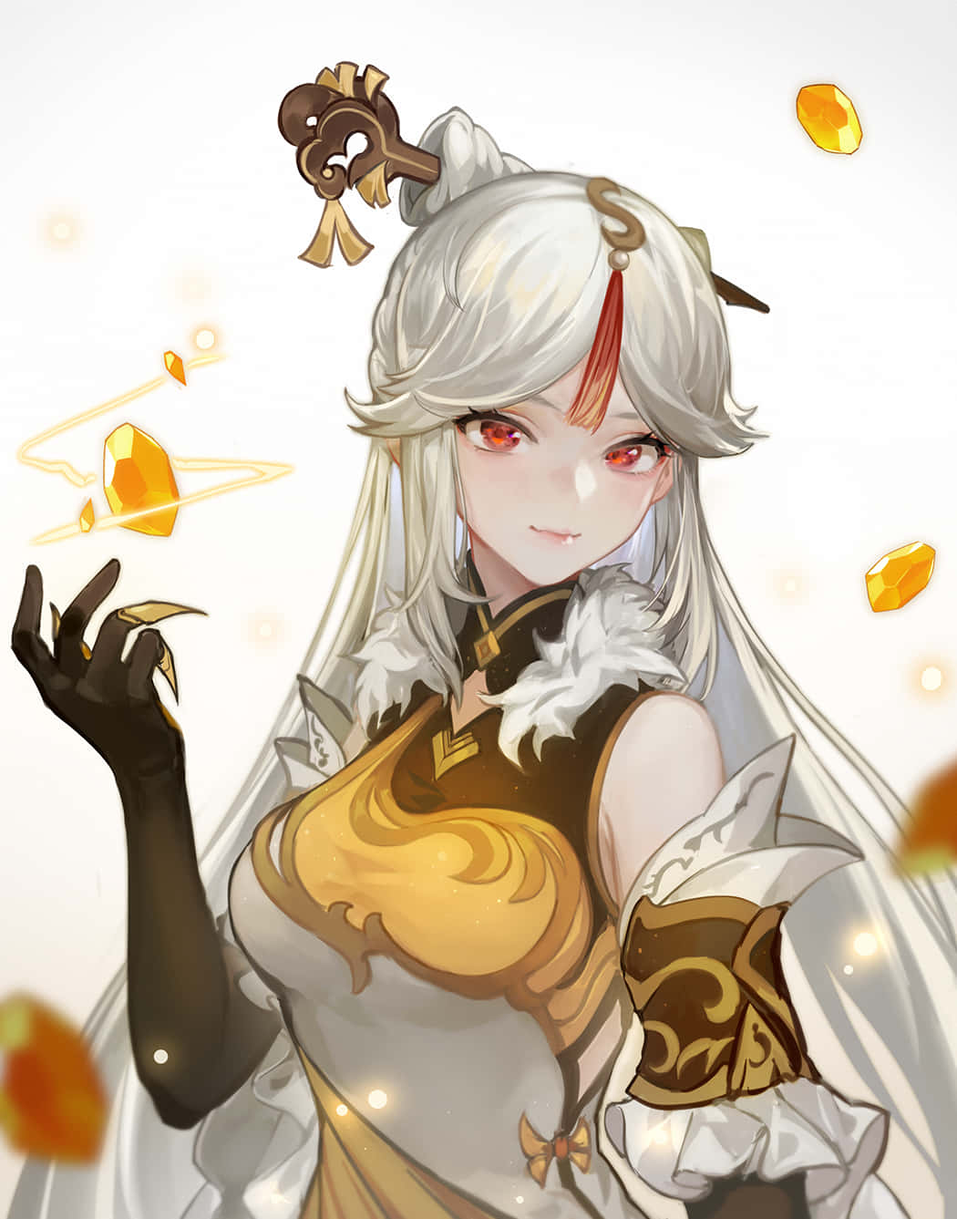 Genshin Impact, Ningguang, silver-haired anime girl, HD Phone Wallpaper