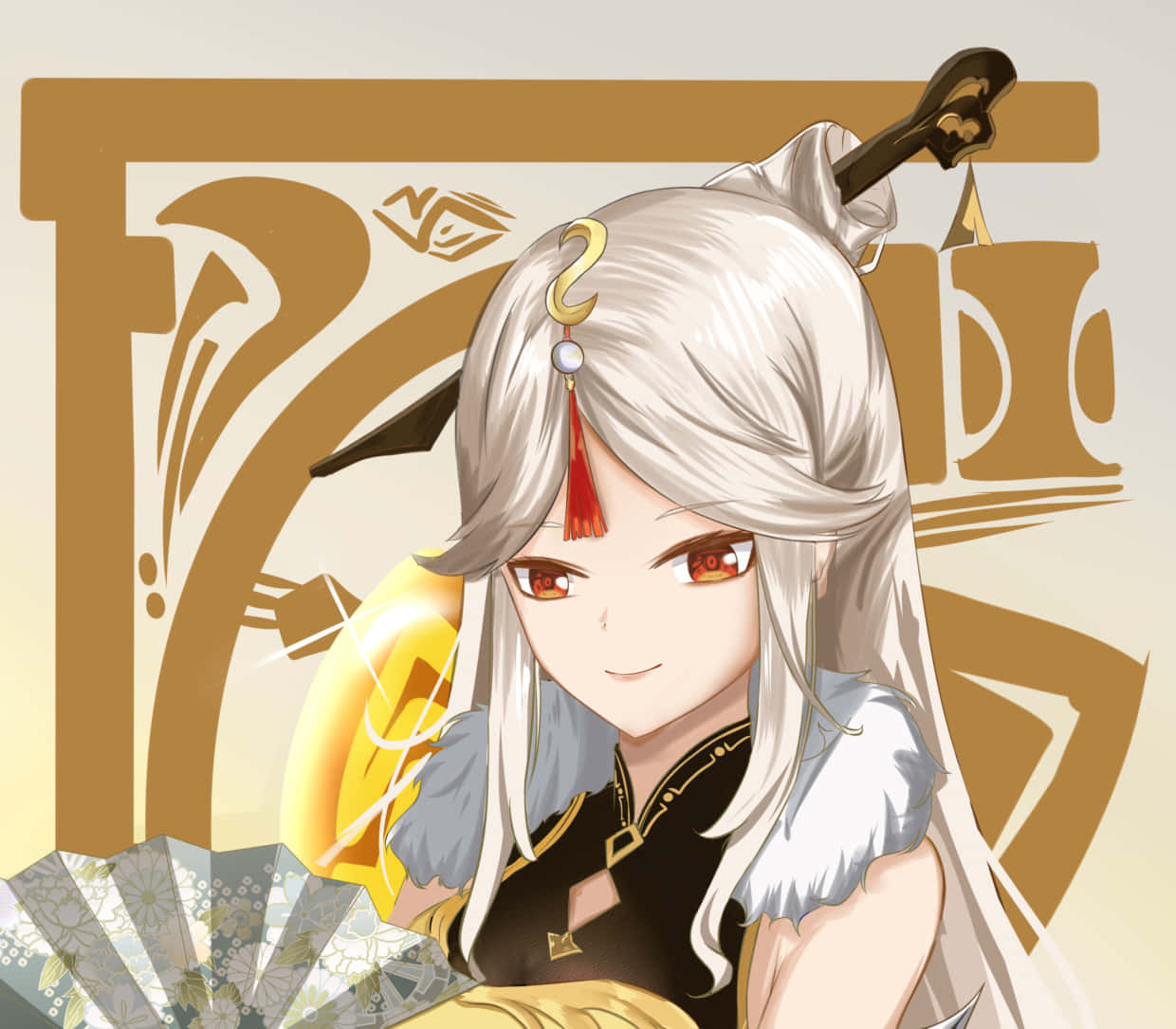 Ningguang, Genshin Impact, silver hair, SD Desktop Wallpaper