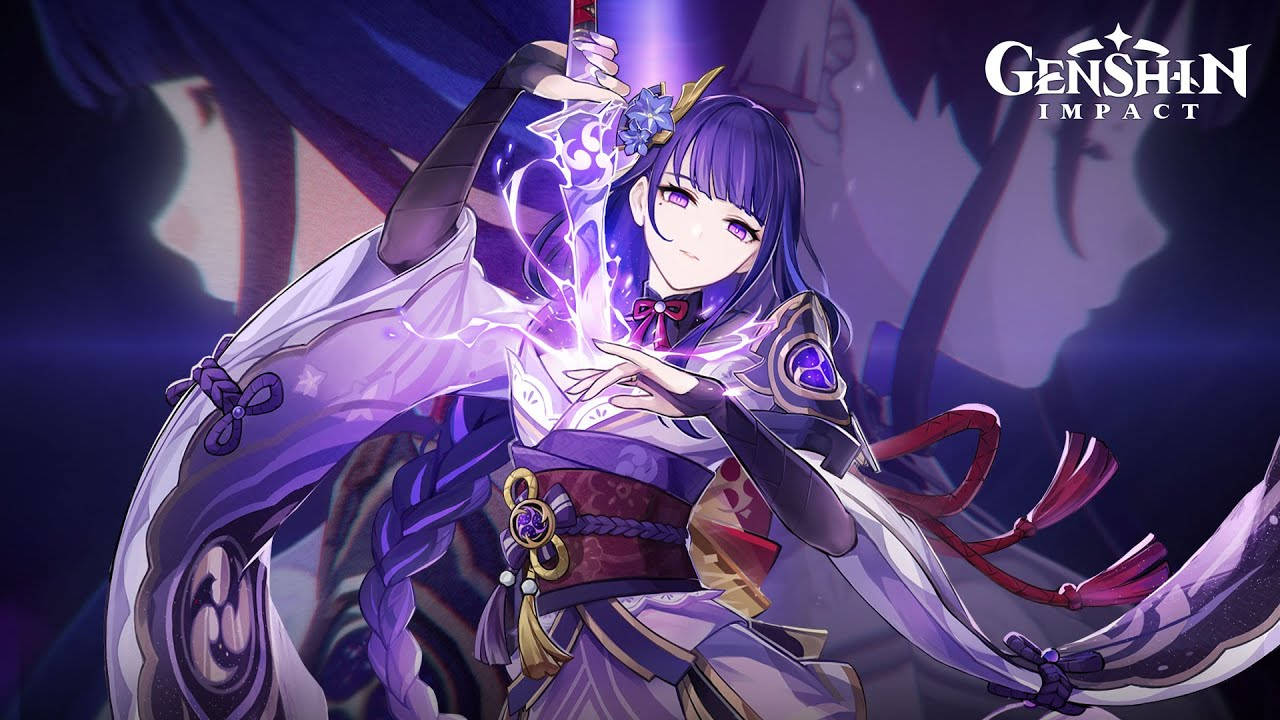 Genshin Impact, Raiden Shogun, purple shades hair, HD Desktop Wallpaper