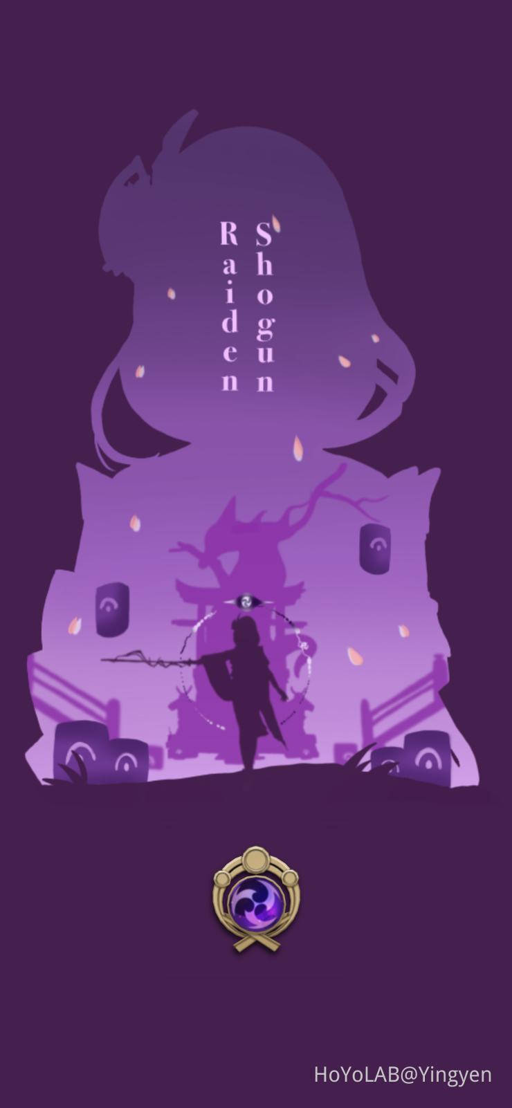 Genshin Impact, Raiden Shogun, purple silhouette, HD Phone Wallpaper