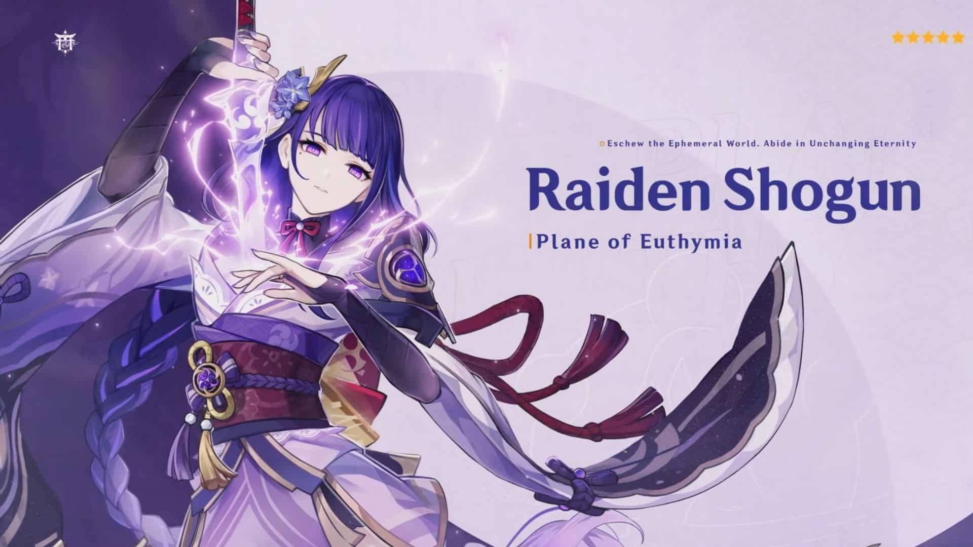 Genshin Impact, Raiden Shogun, purple-haired, Full HD Desktop Wallpaper