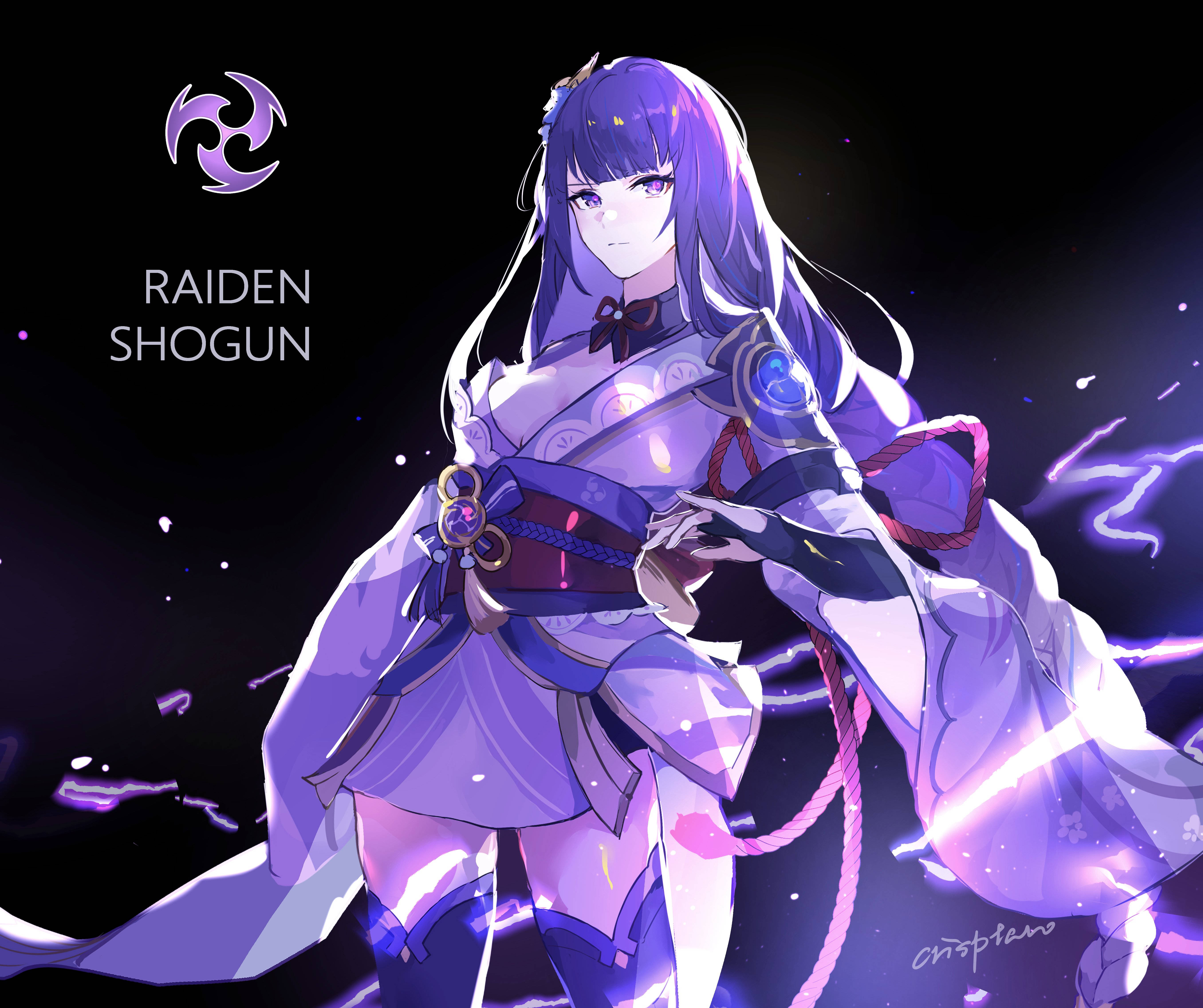 Genshin Impact, Raiden Shogun, purple hair, 5K Desktop Wallpaper