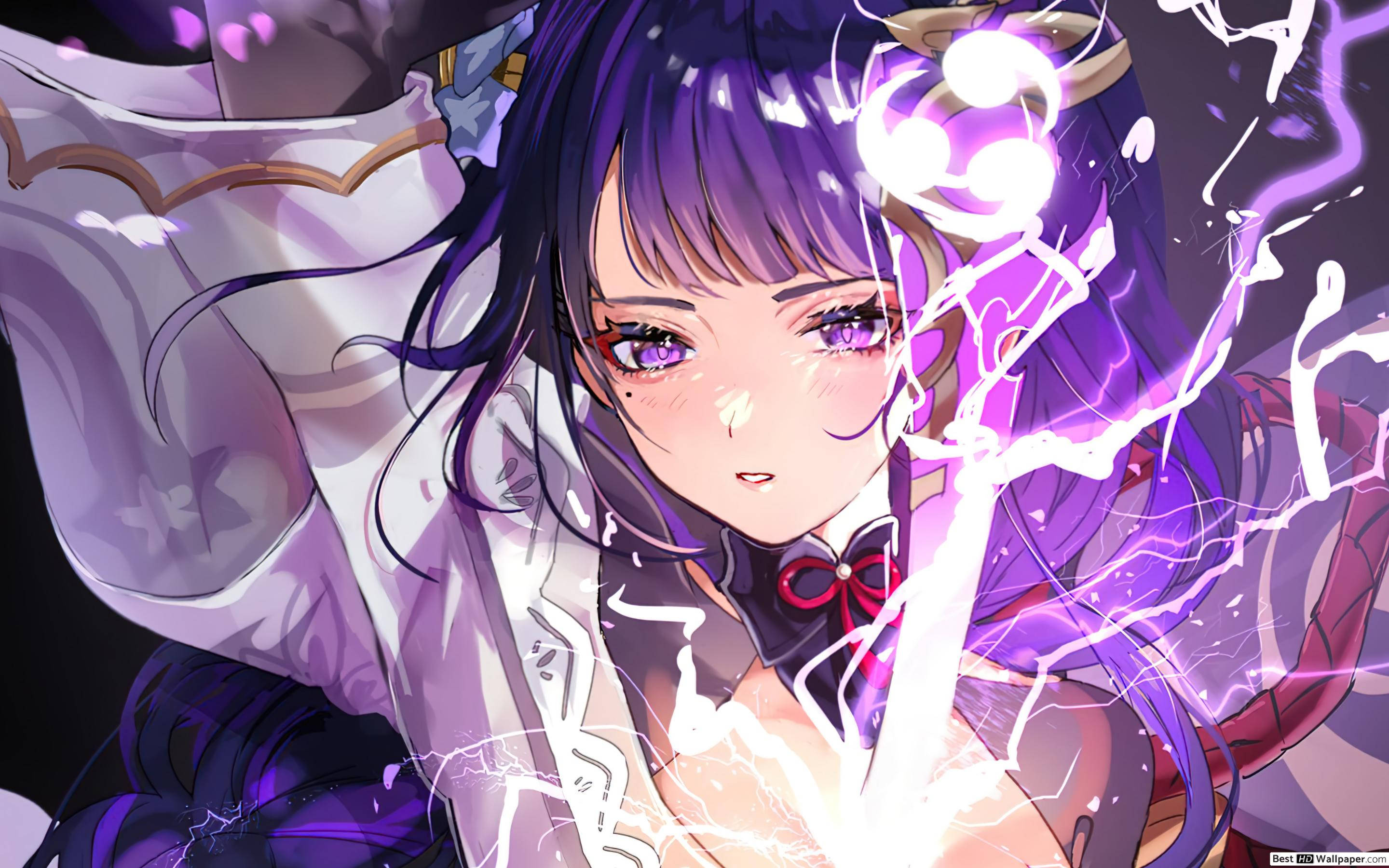 Genshin Impact, Raiden Shogun, purple-haired, 2K Desktop Wallpaper
