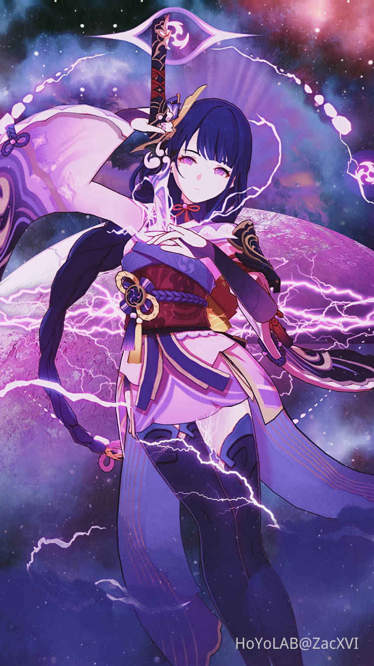 Genshin Impact, Raiden Shogun, purple-haired, HD Phone Wallpaper