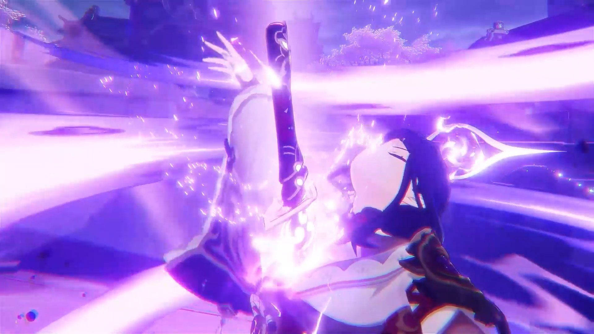 Genshin Impact, Raiden Shogun, purple, Full HD Desktop Wallpaper