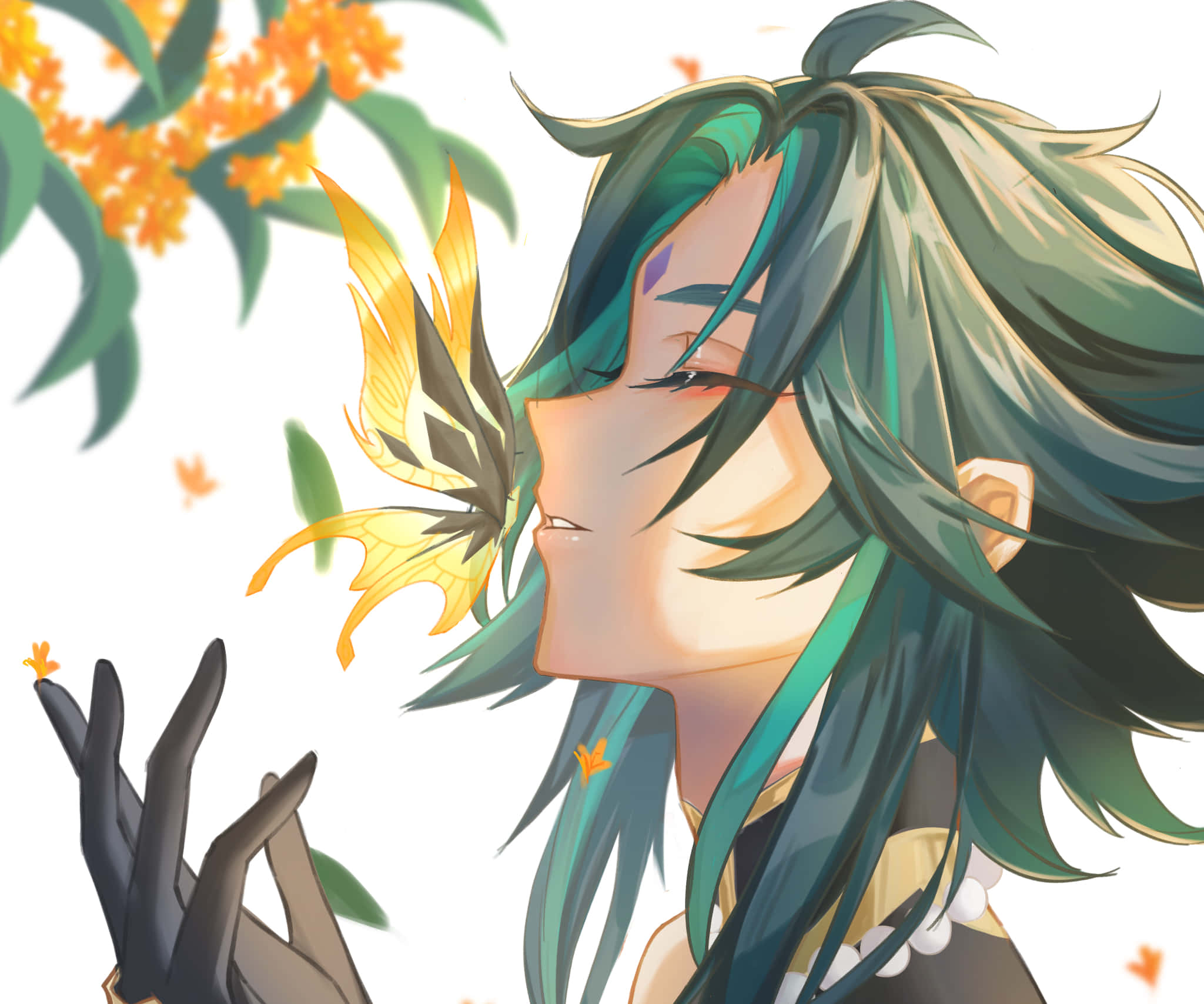 Genshin Impact, Xiao, teal hair, Full HD Desktop Wallpaper