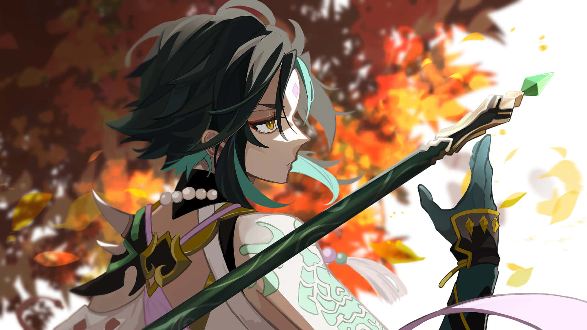 Genshin Impact, Xiao, black and teal hair, Full HD Desktop Wallpaper