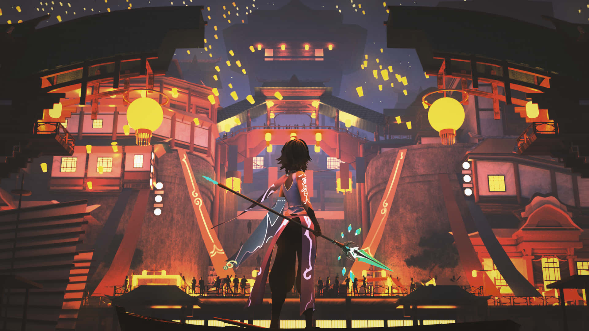 Genshin Impact, Xiao, bridge, Full HD Desktop Wallpaper