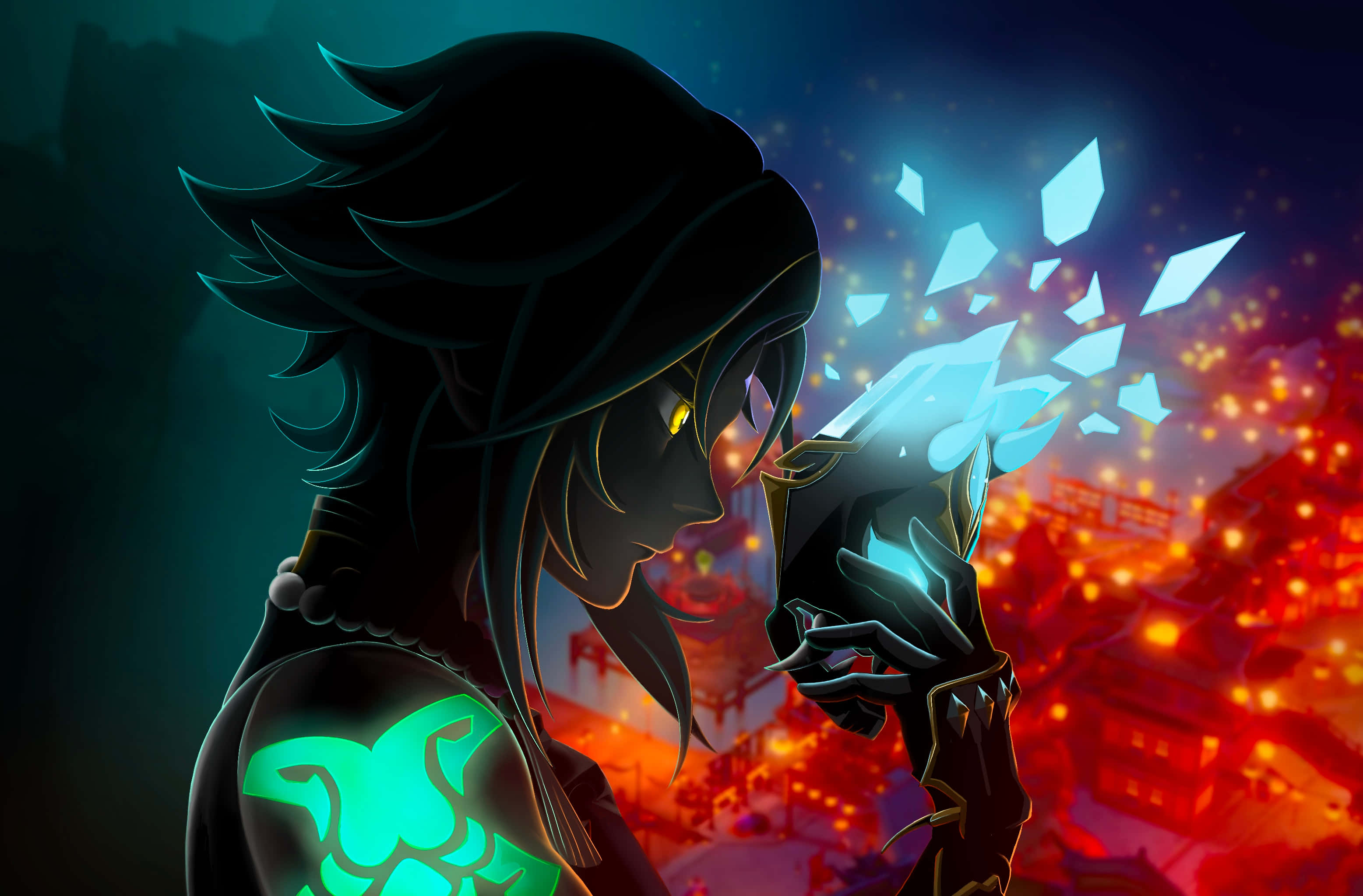 Genshin Impact, Xiao, cliff, 2K Desktop Wallpaper