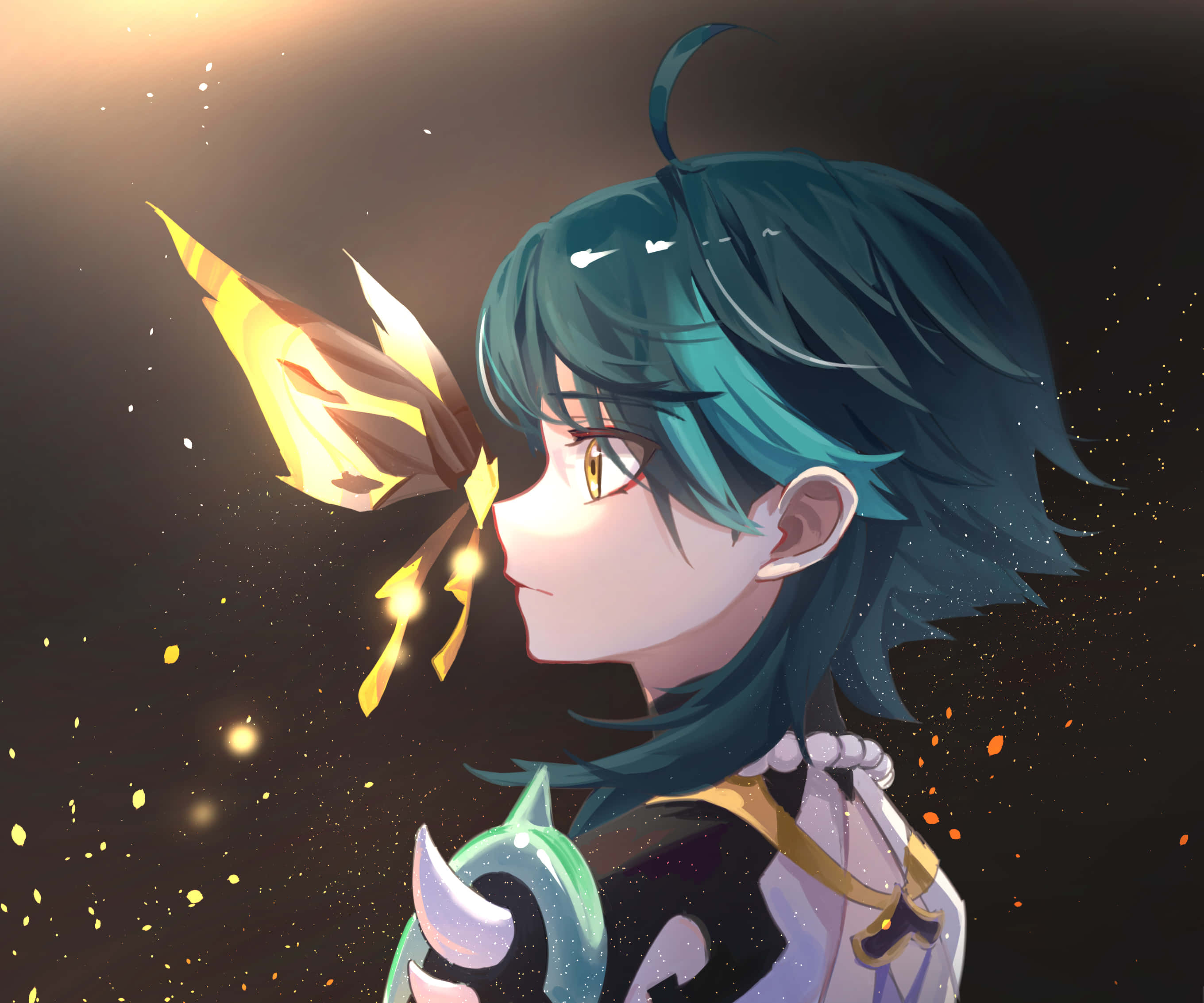 Genshin Impact, Xiao, teal-haired, 2K Desktop Wallpaper