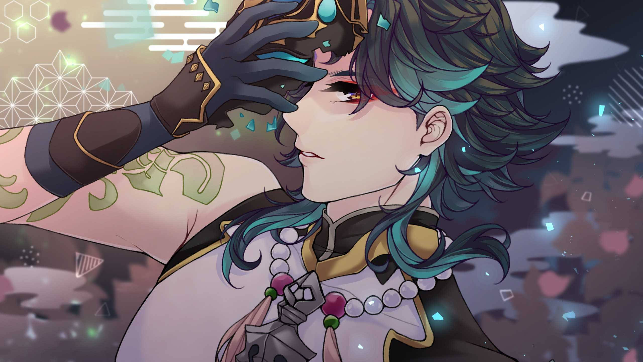 Genshin Impact, Xiao, teal hair, 2K Desktop Wallpaper