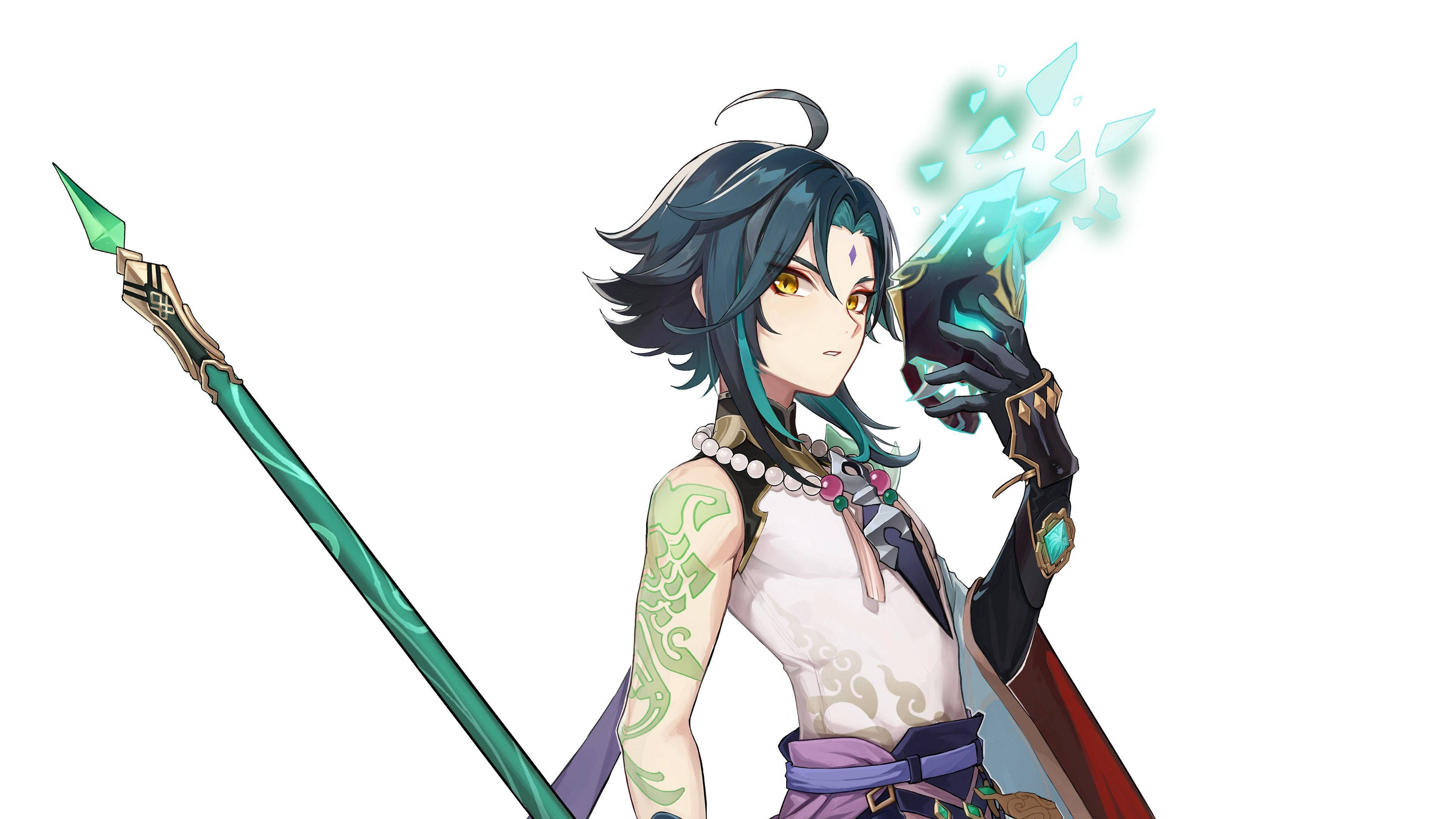 Genshin Impact, Xiao, teal hair, 4K Desktop Wallpaper
