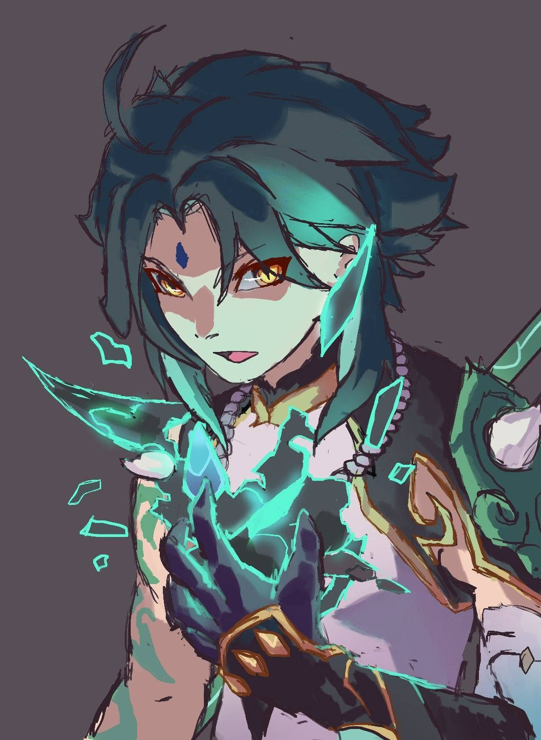 Xiao, Genshin Impact, teal hair, HD Phone Wallpaper