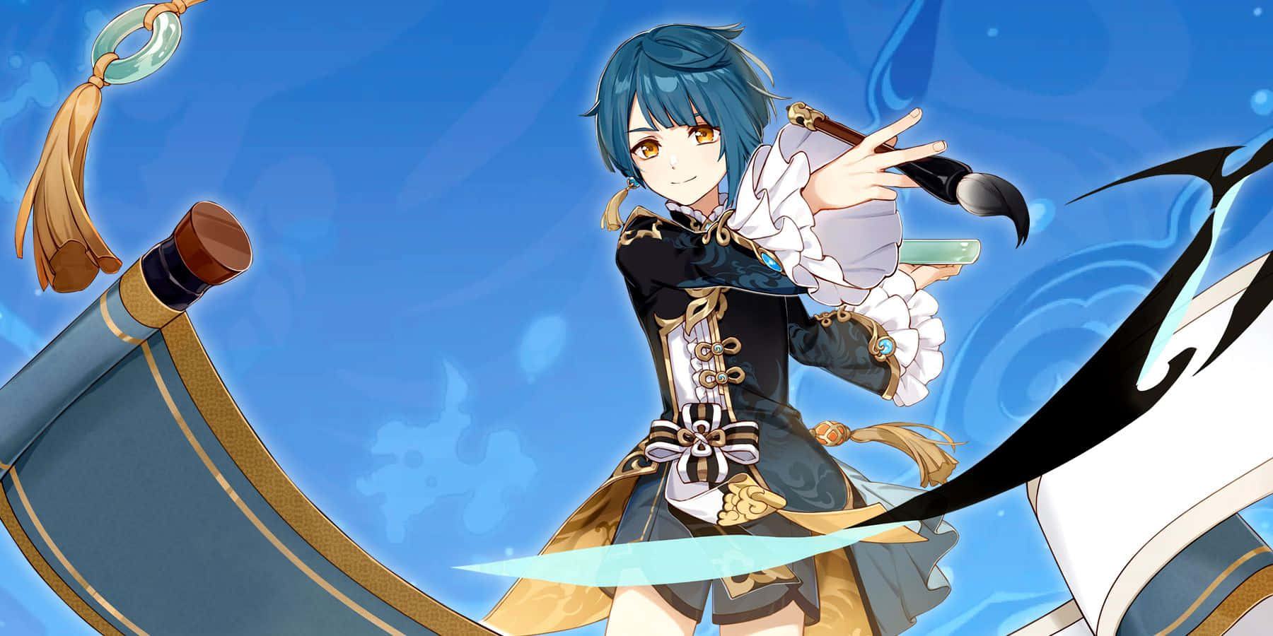 Genshin Impact, Xingqiu, blue hair, HD Desktop Wallpaper