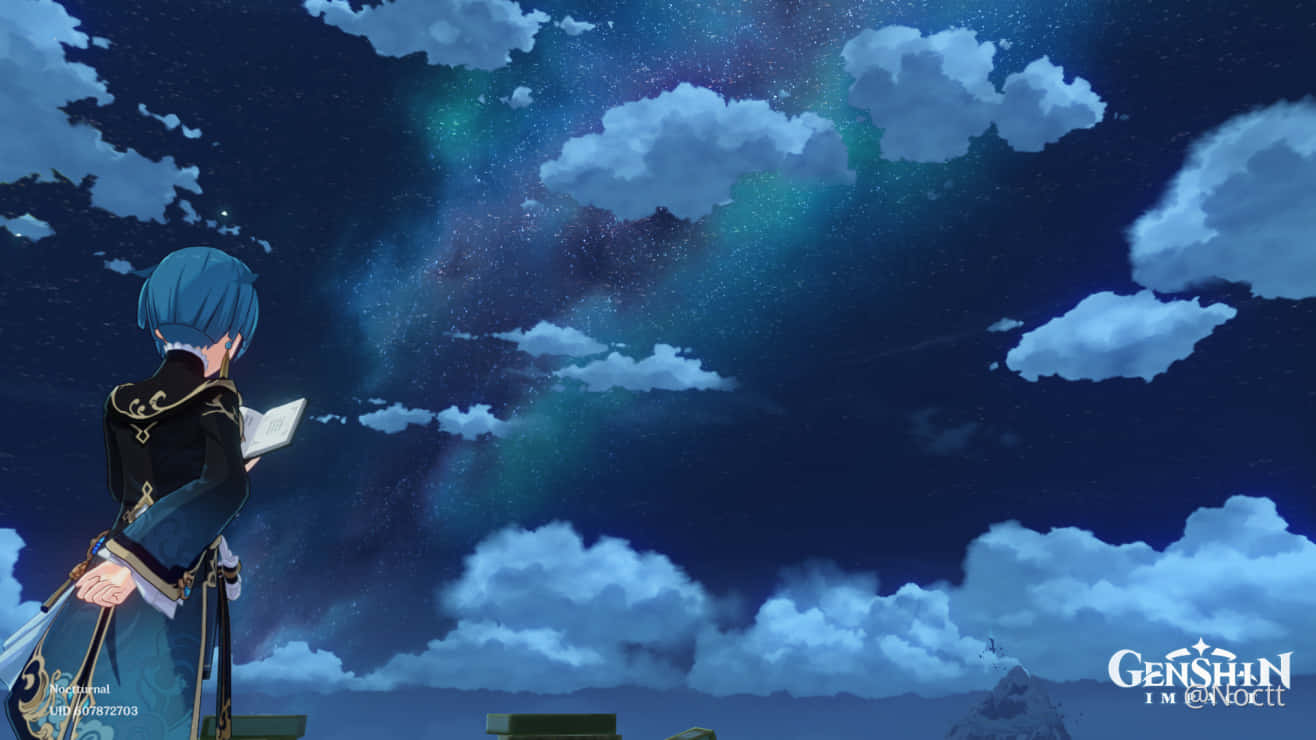 Genshin Impact, Xingqiu, blue-haired anime character, HD Desktop Wallpaper