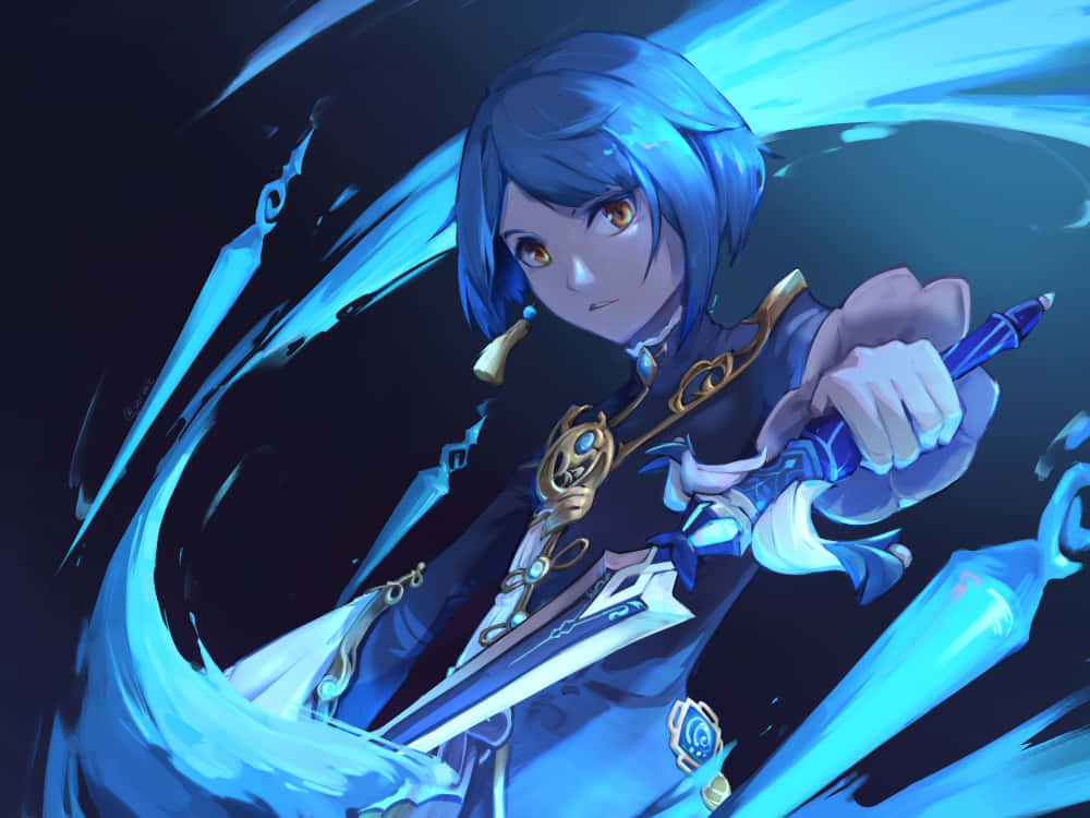 Genshin Impact, Xingqiu, blue-haired anime girl, SD Desktop Wallpaper