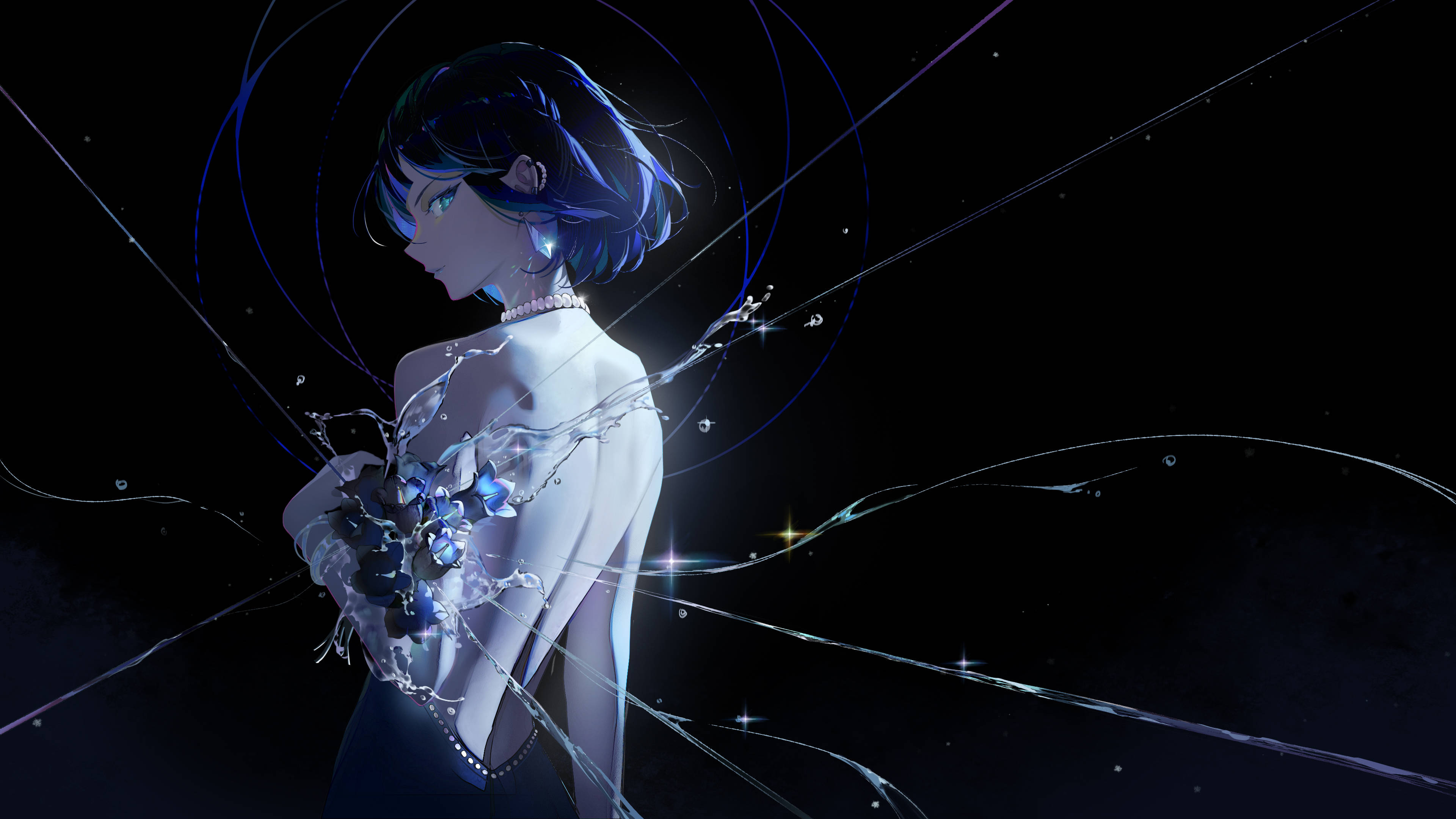 Genshin Impact, Yelan, blue-haired anime girl, 4K Desktop Wallpaper