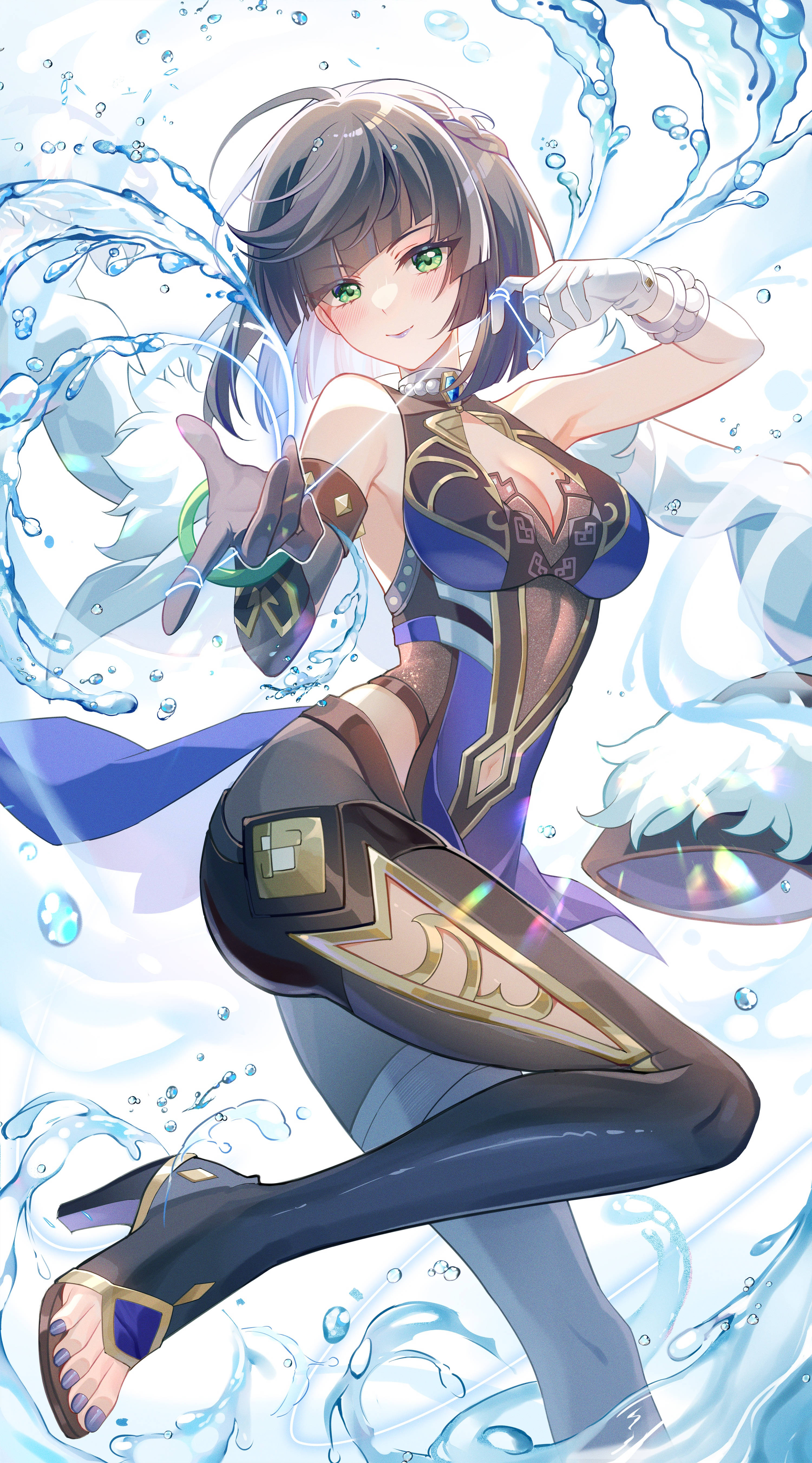Genshin Impact, Yelan, green eyes, 5K Phone Wallpaper