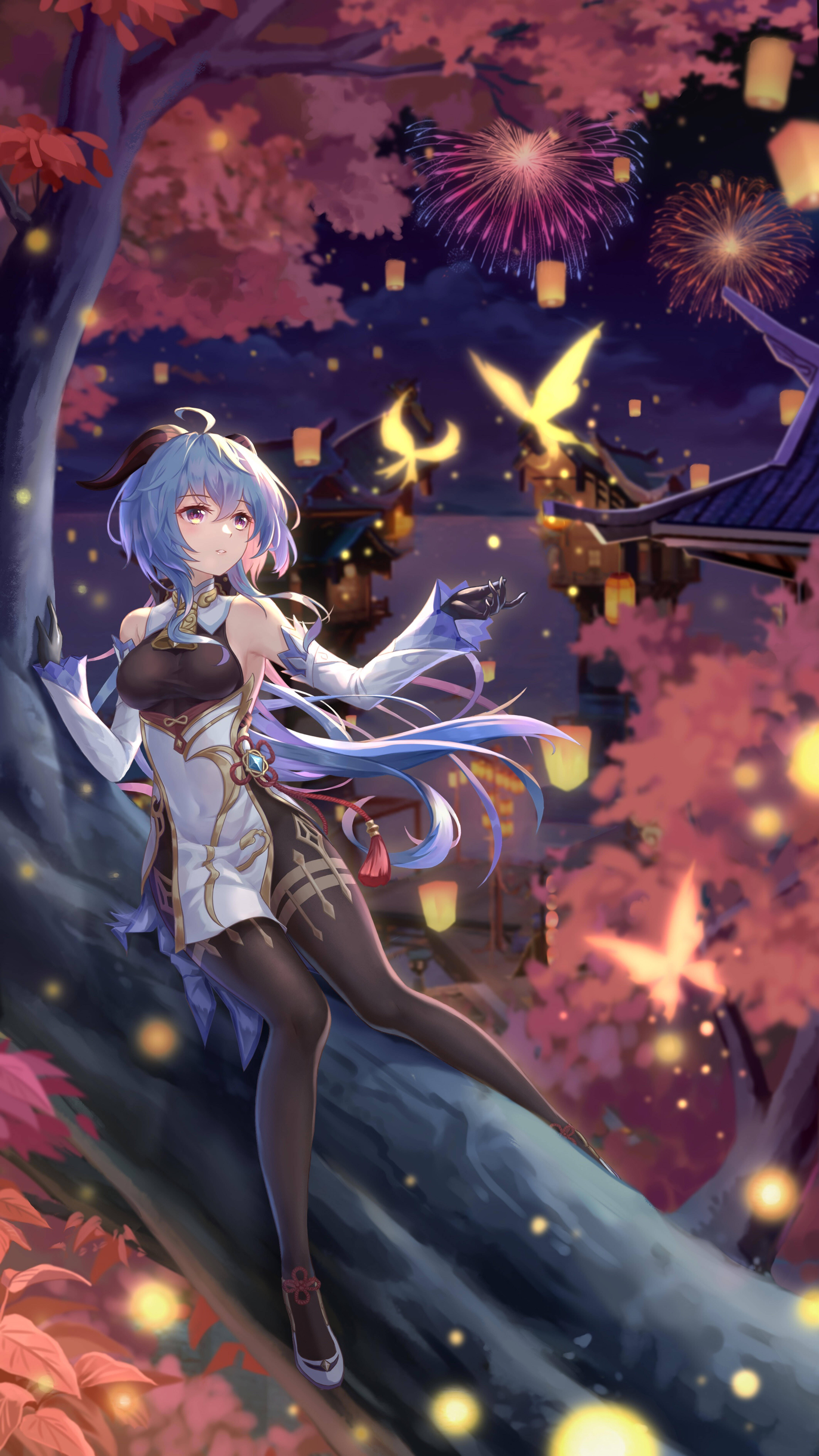 Genshin Impact, Yelan, blue-haired anime girl, 8K Phone Wallpaper