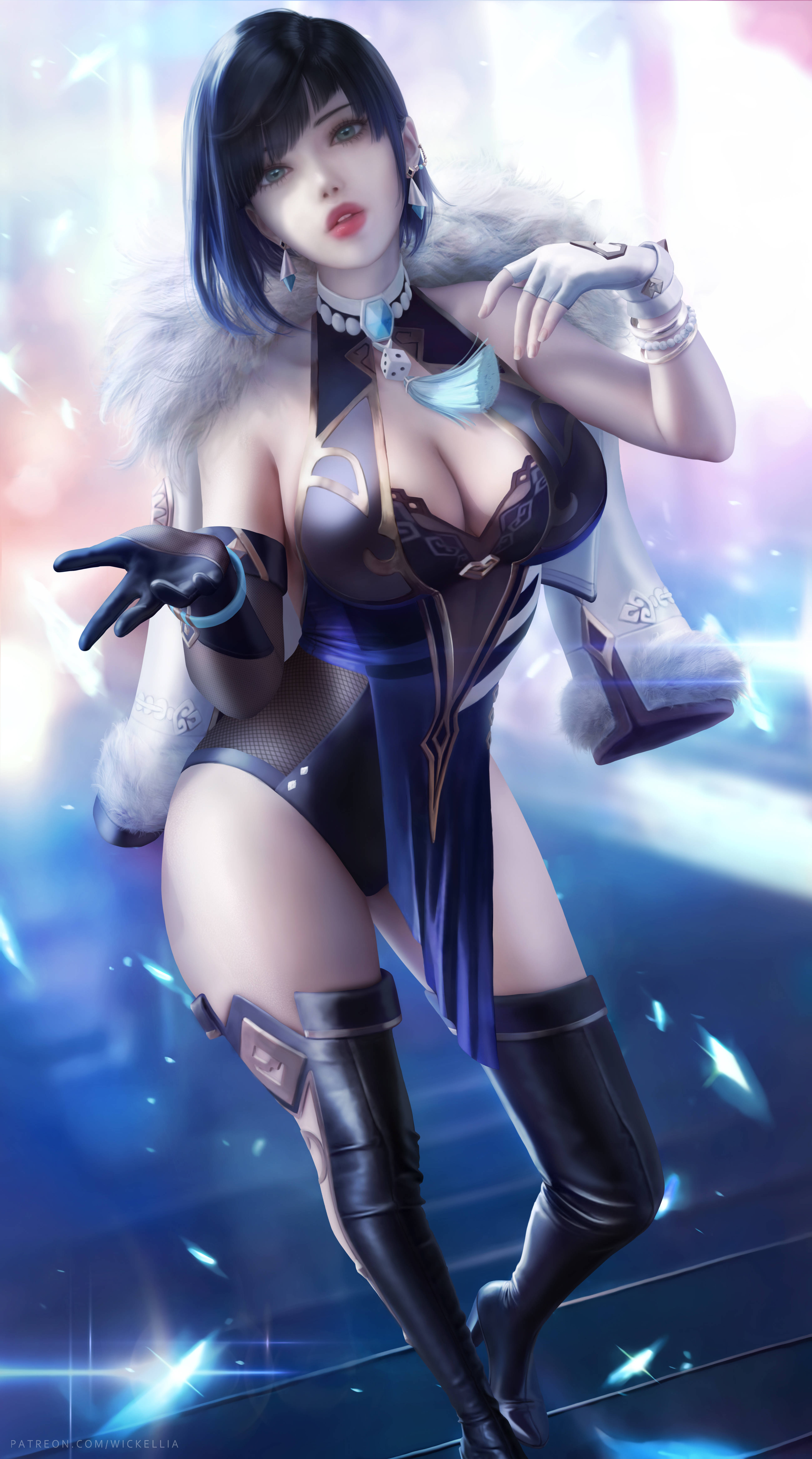 Genshin Impact, Yelan, anime-style female warrior, 5K Phone Wallpaper