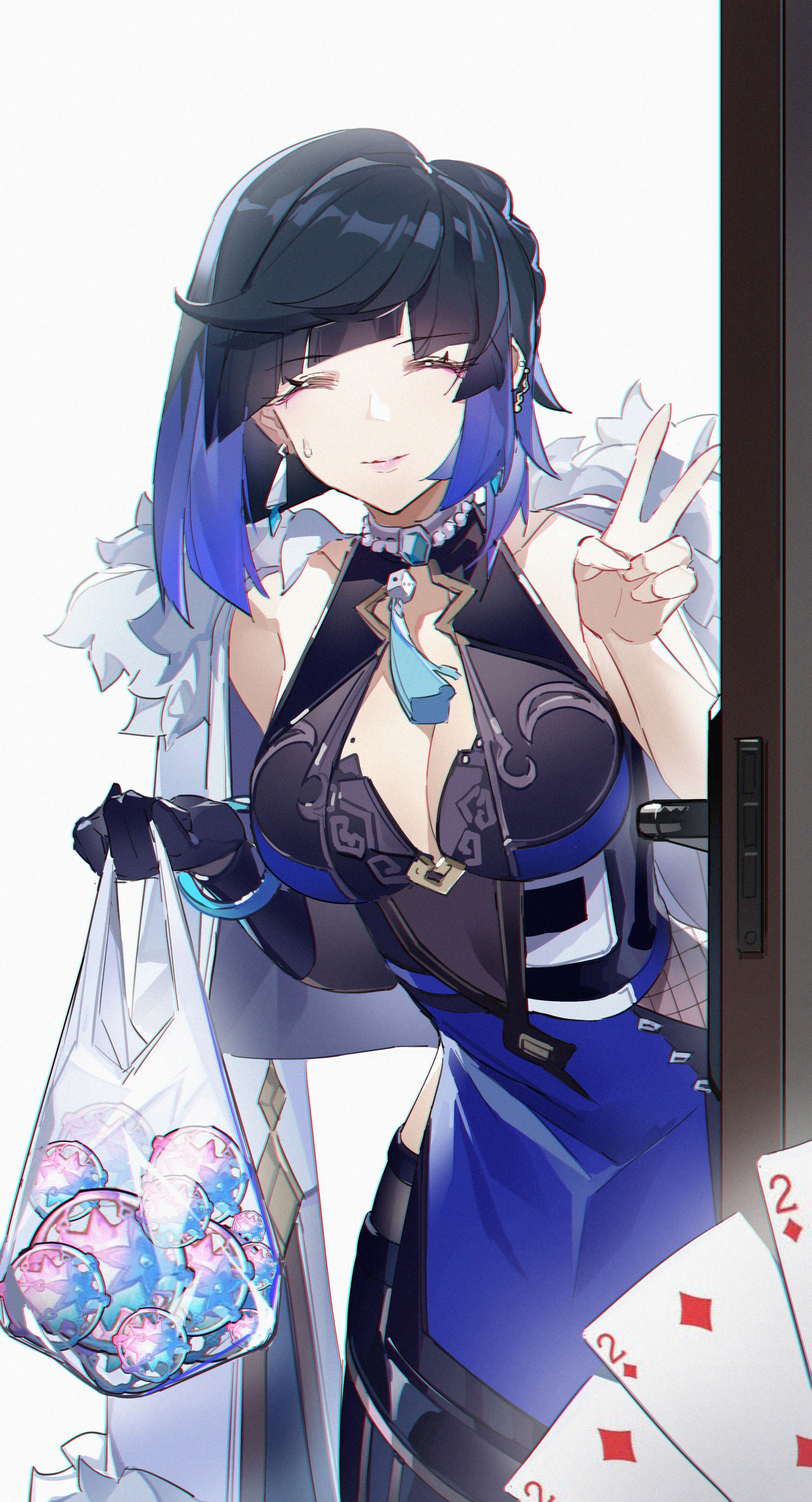 Genshin Impact, Yelan, blue hair, 4K Phone Wallpaper
