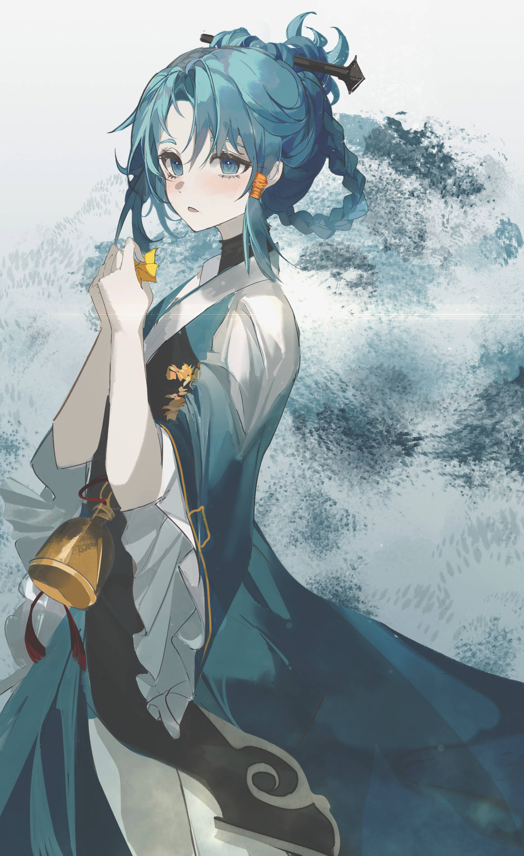 Genshin Impact, Yelan, blue-haired anime girl, 2K Phone Wallpaper