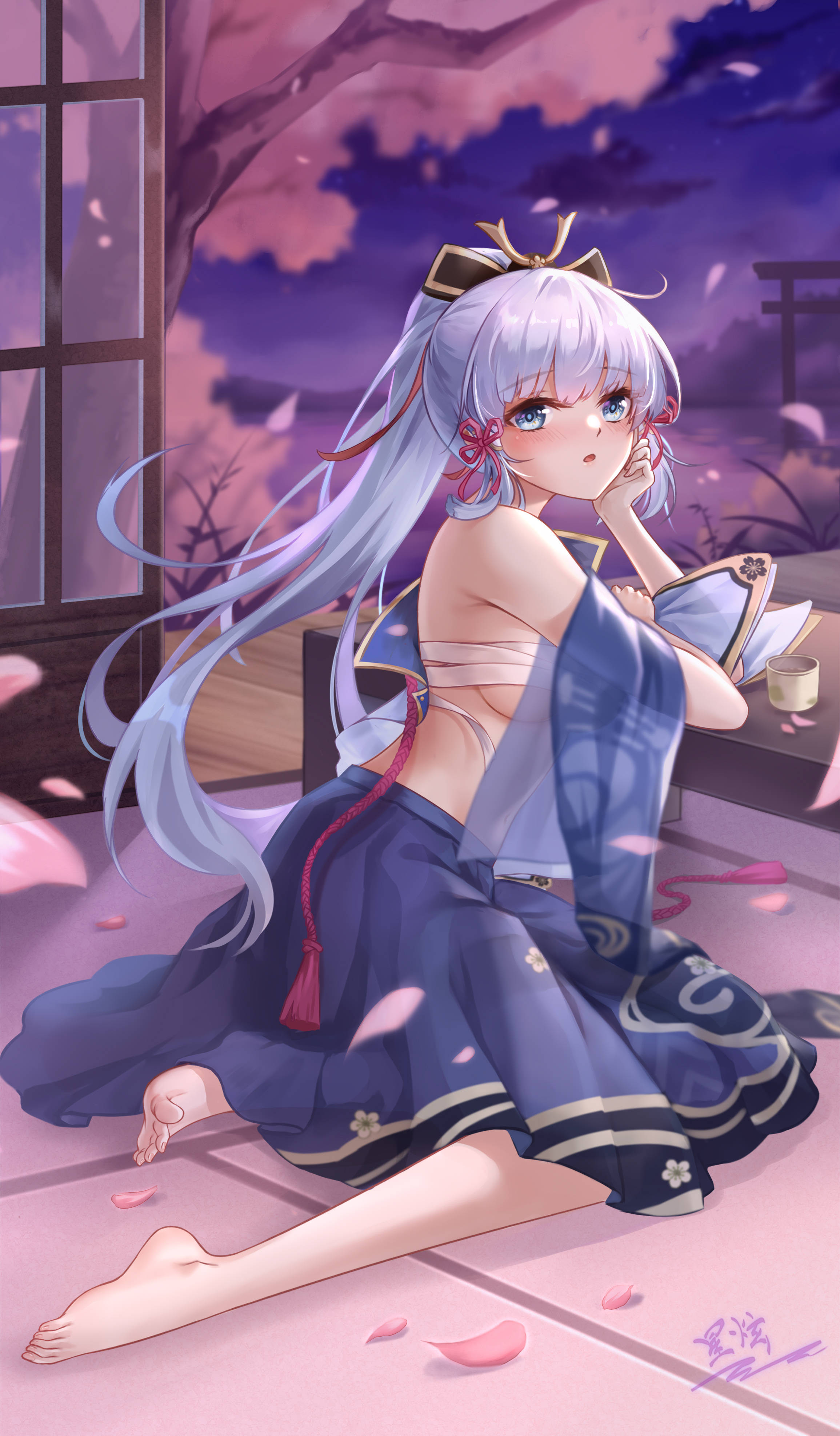Genshin Impact, Yelan, silver hair, 4K Phone Wallpaper