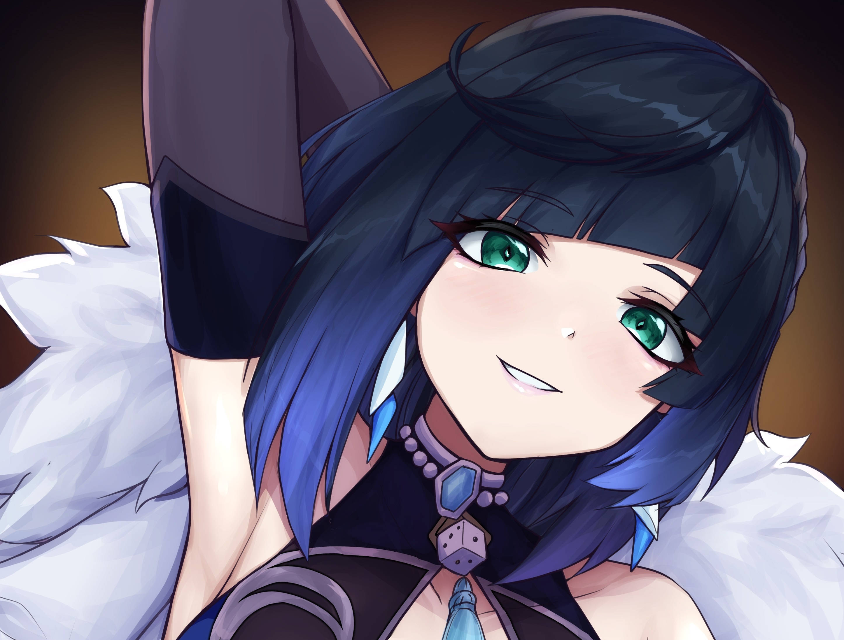 Genshin Impact, Yelan, blue hair, 2K Desktop Wallpaper