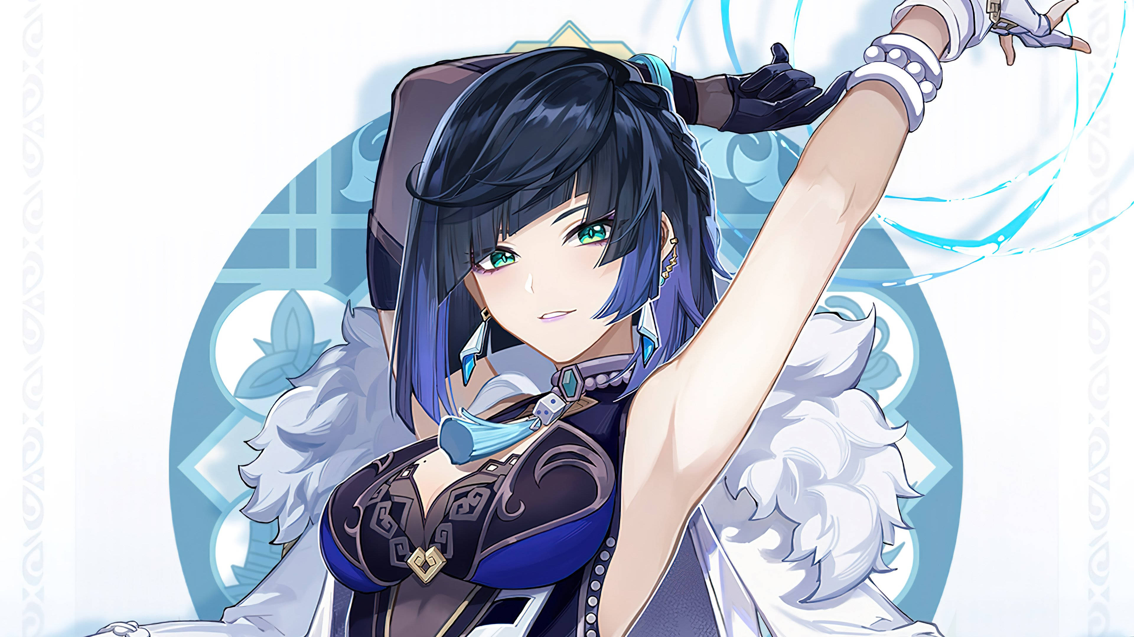 Genshin Impact, Yelan, dark blue hair, 4K Desktop Wallpaper
