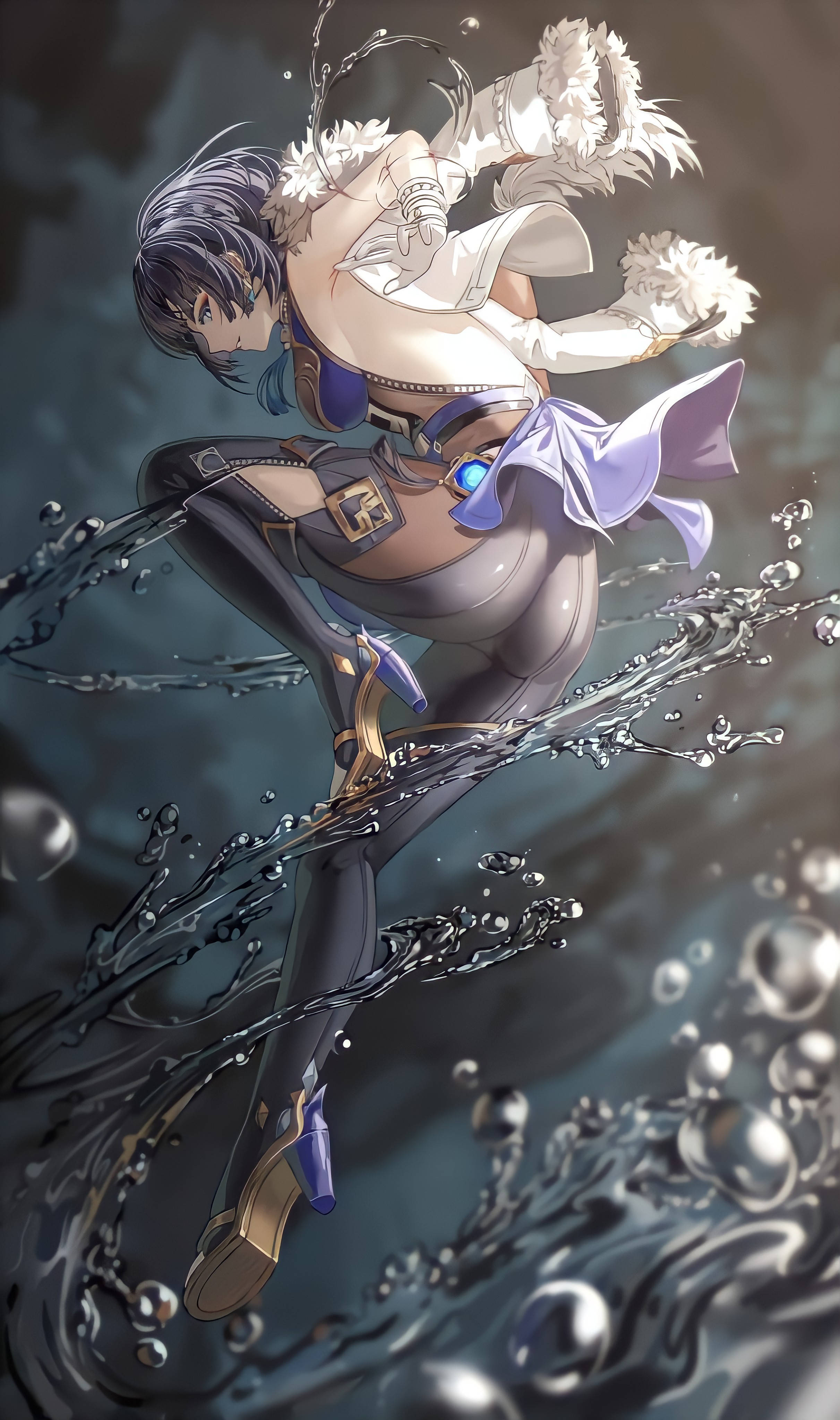 Genshin Impact, Yelan, dark water, 4K Phone Wallpaper