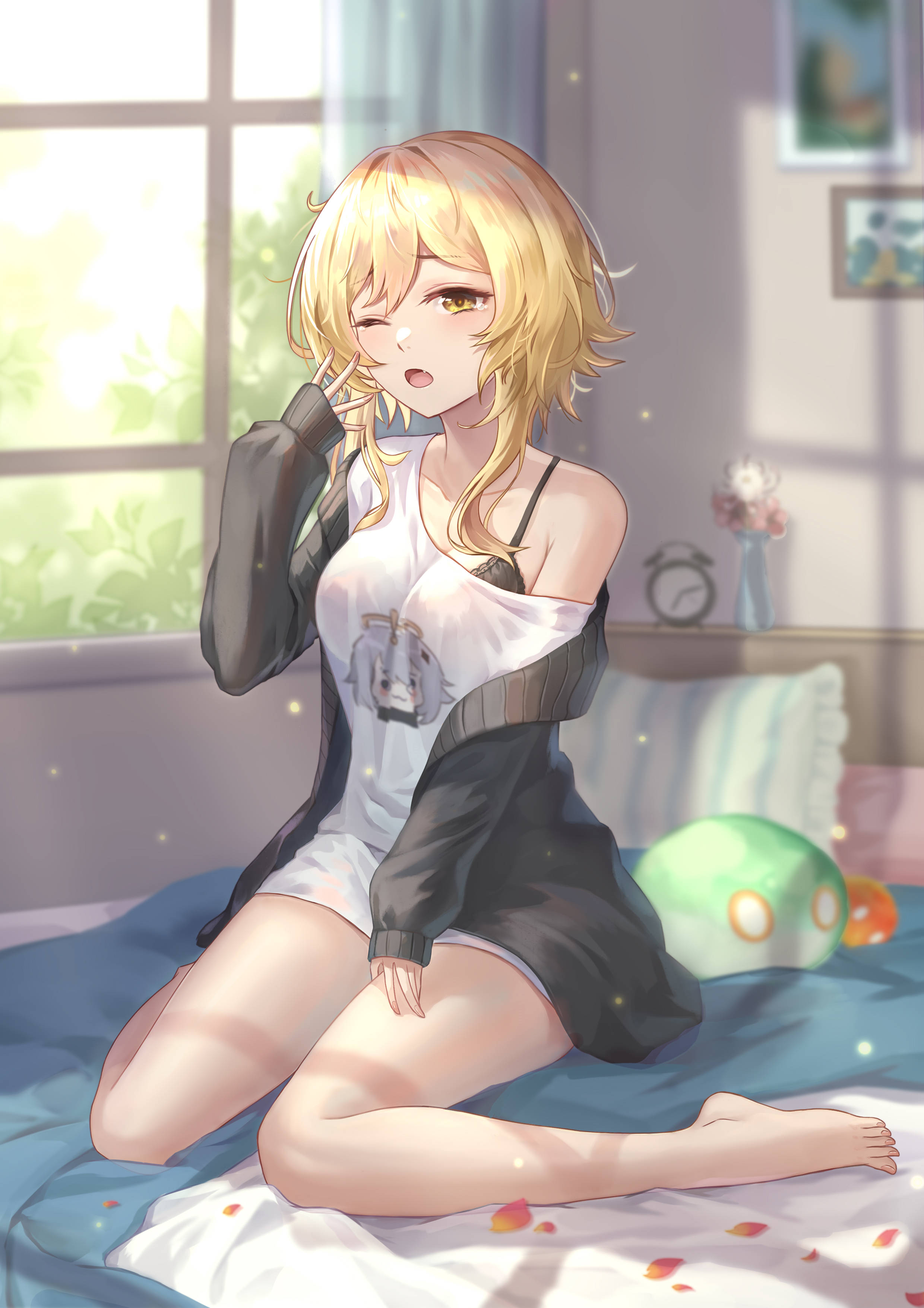 Genshin Impact, Yelan, blonde anime girl, 2K Phone Wallpaper