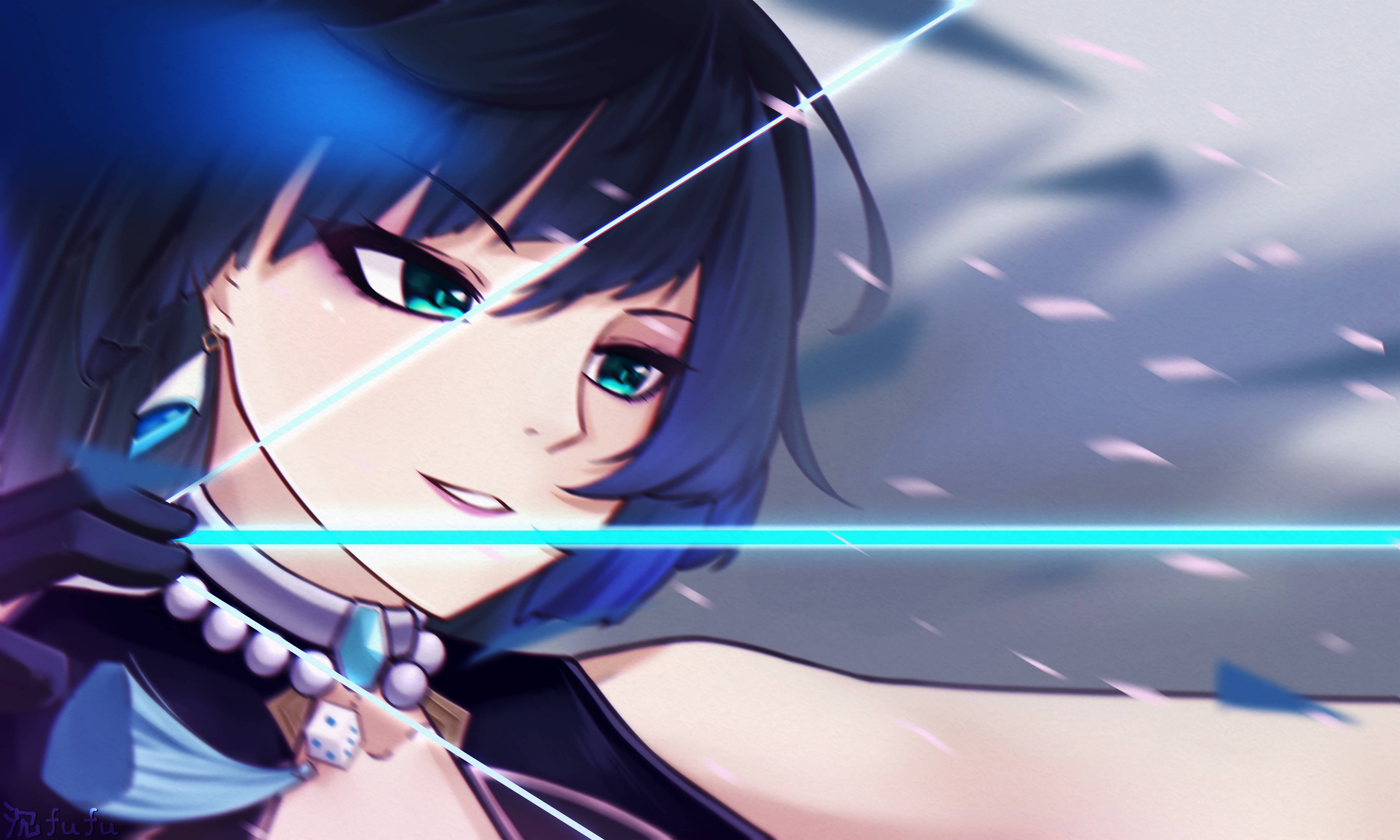 Genshin Impact, Yelan, blue-haired, 4K Desktop Wallpaper