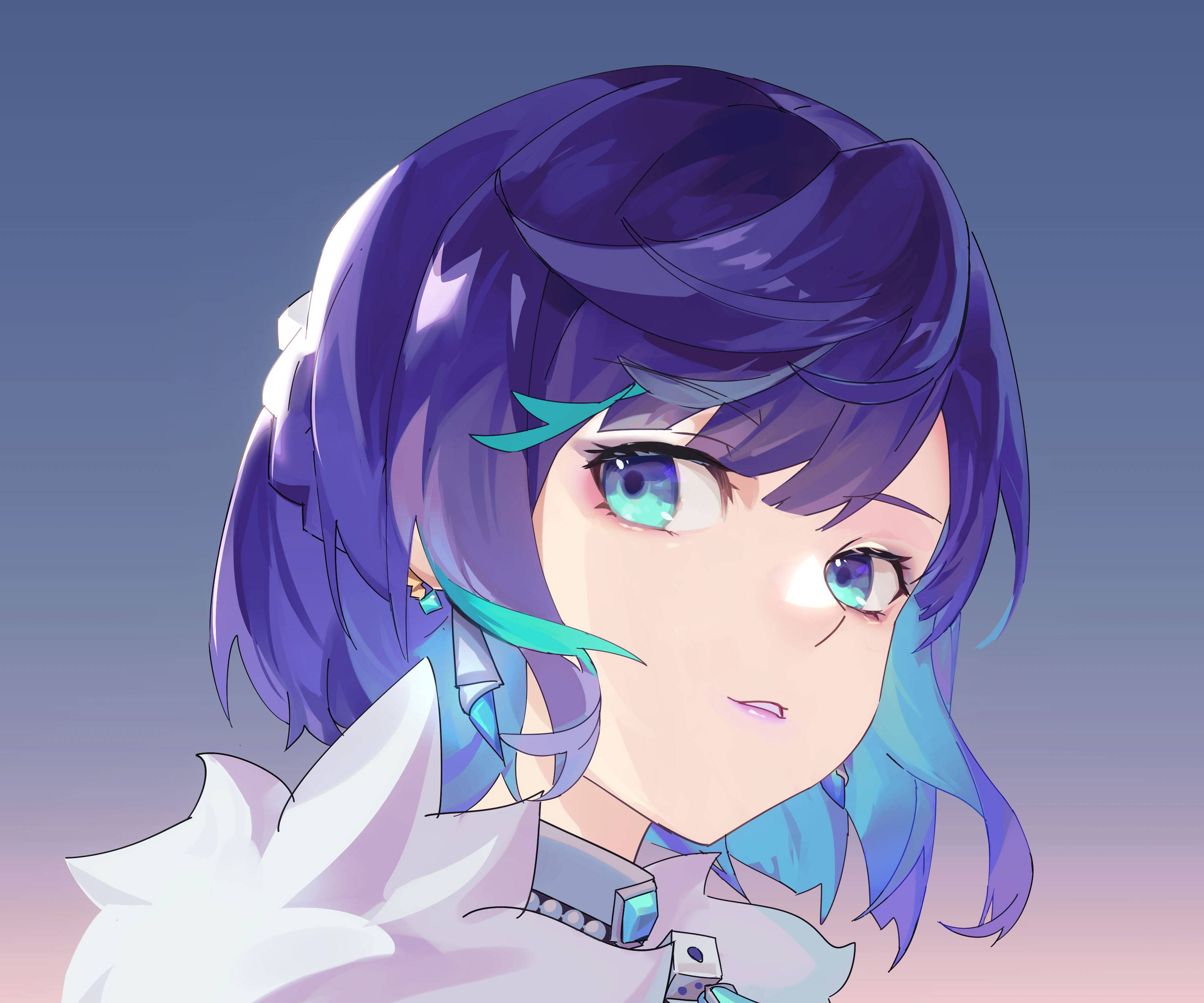 Genshin Impact, Yelan, purple hair, 2K Desktop Wallpaper