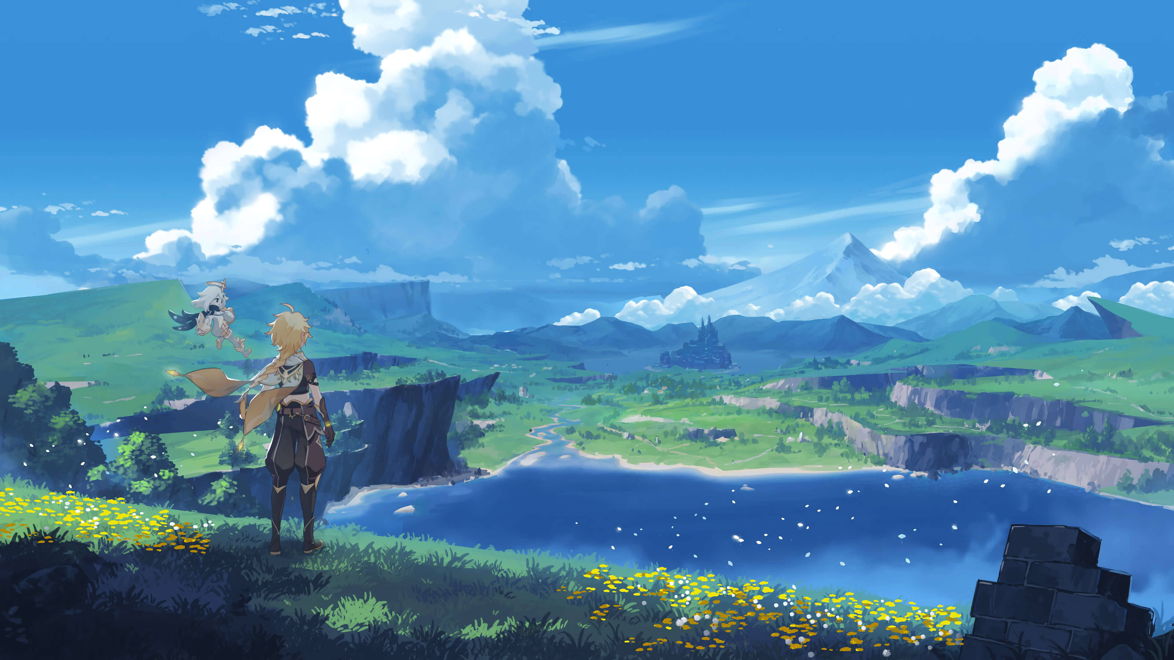 Genshin Impact, adventurer, cliffside, 4K Desktop Wallpaper