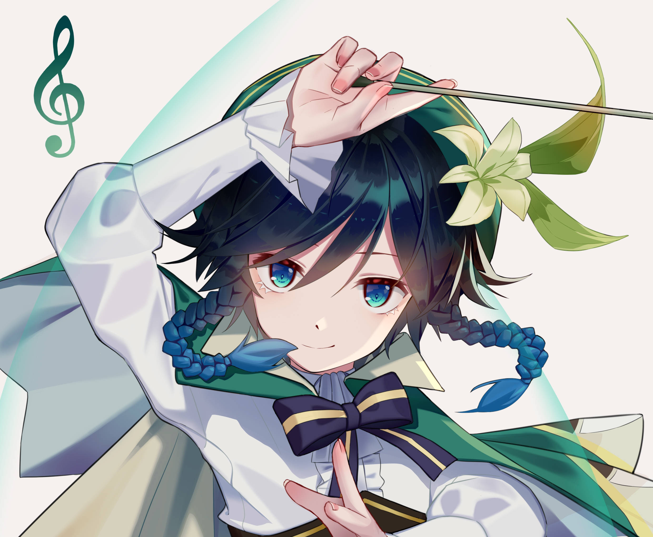 Genshin Venti, conductor, blue eyes, Full HD Desktop Wallpaper