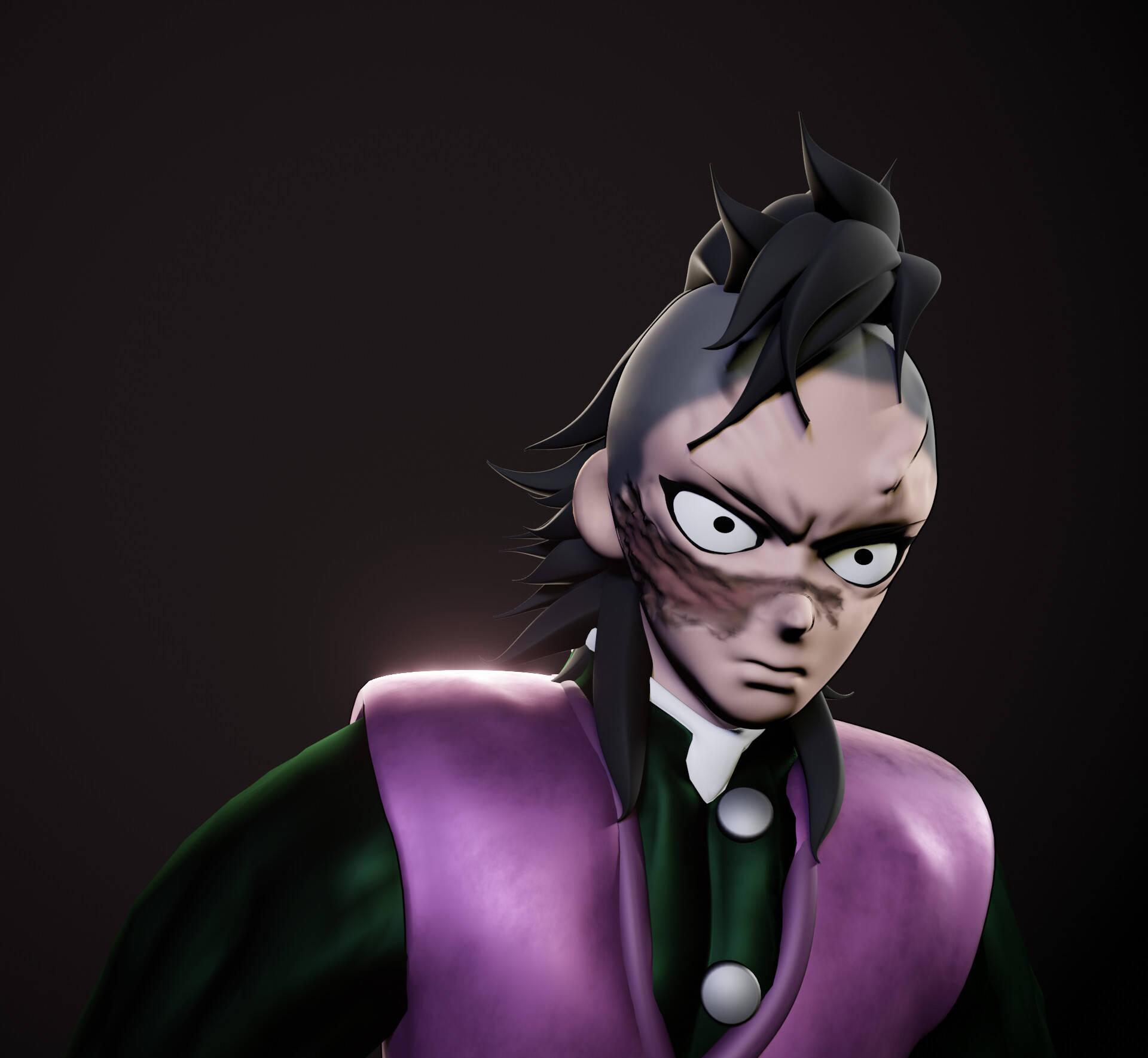 Genya, spiky black hair, purple vest, Full HD Desktop Wallpaper