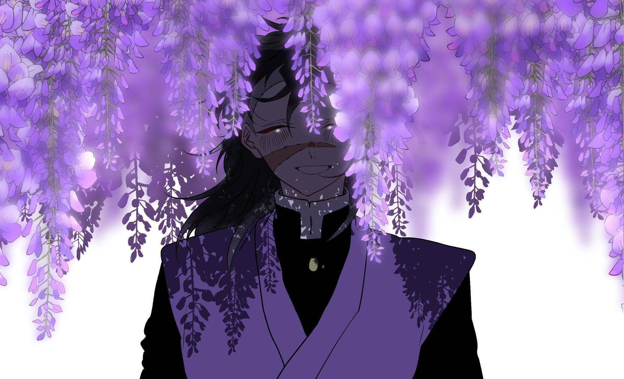 Genya, purple attire, wisteria blooms, Full HD Desktop Wallpaper