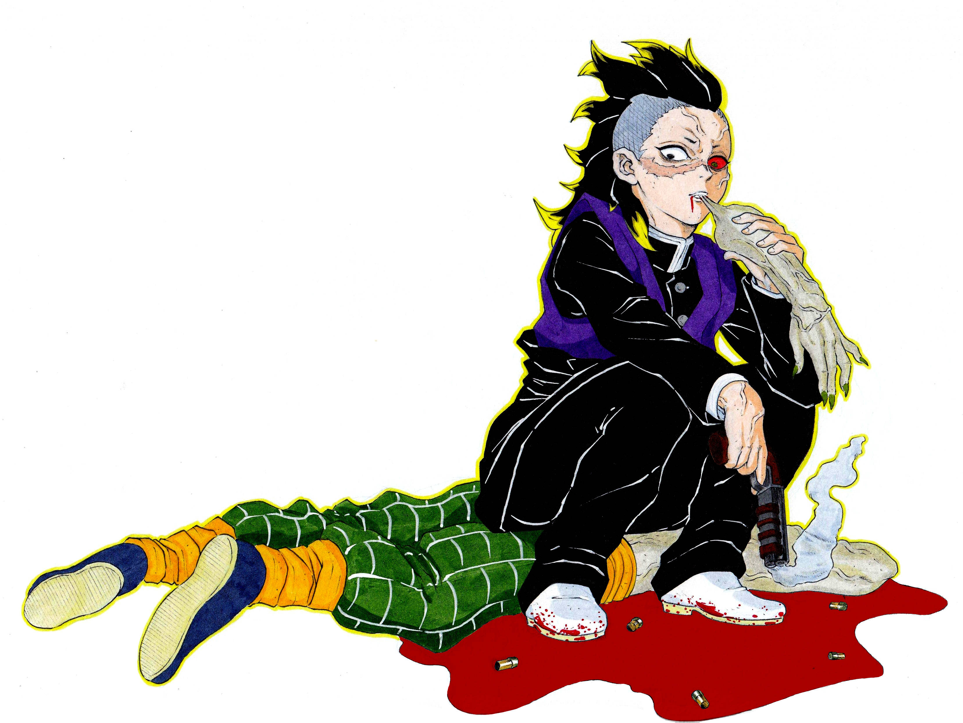 Genya, spiky hair, red eye, 2K Desktop Wallpaper
