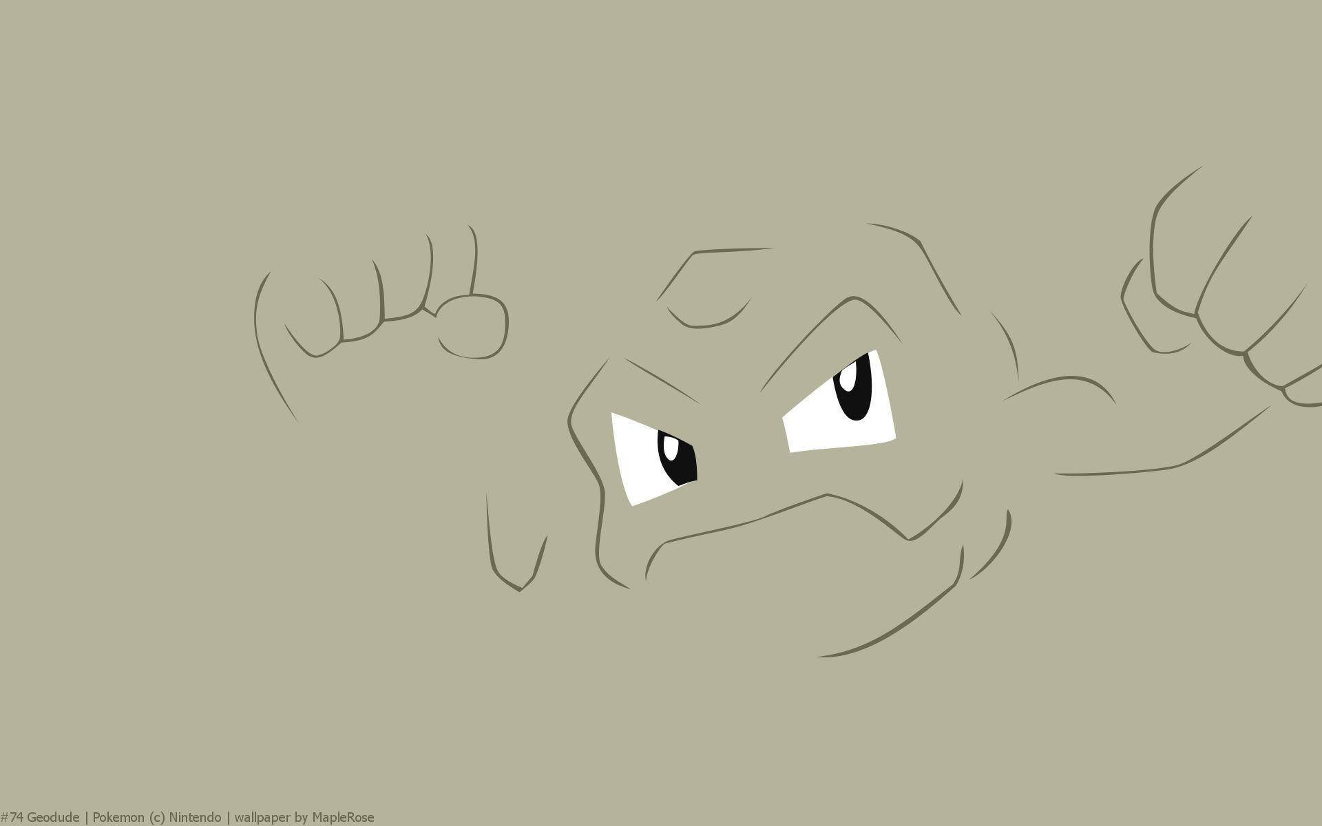 Geodude, outline, gray background, Full HD Desktop Wallpaper