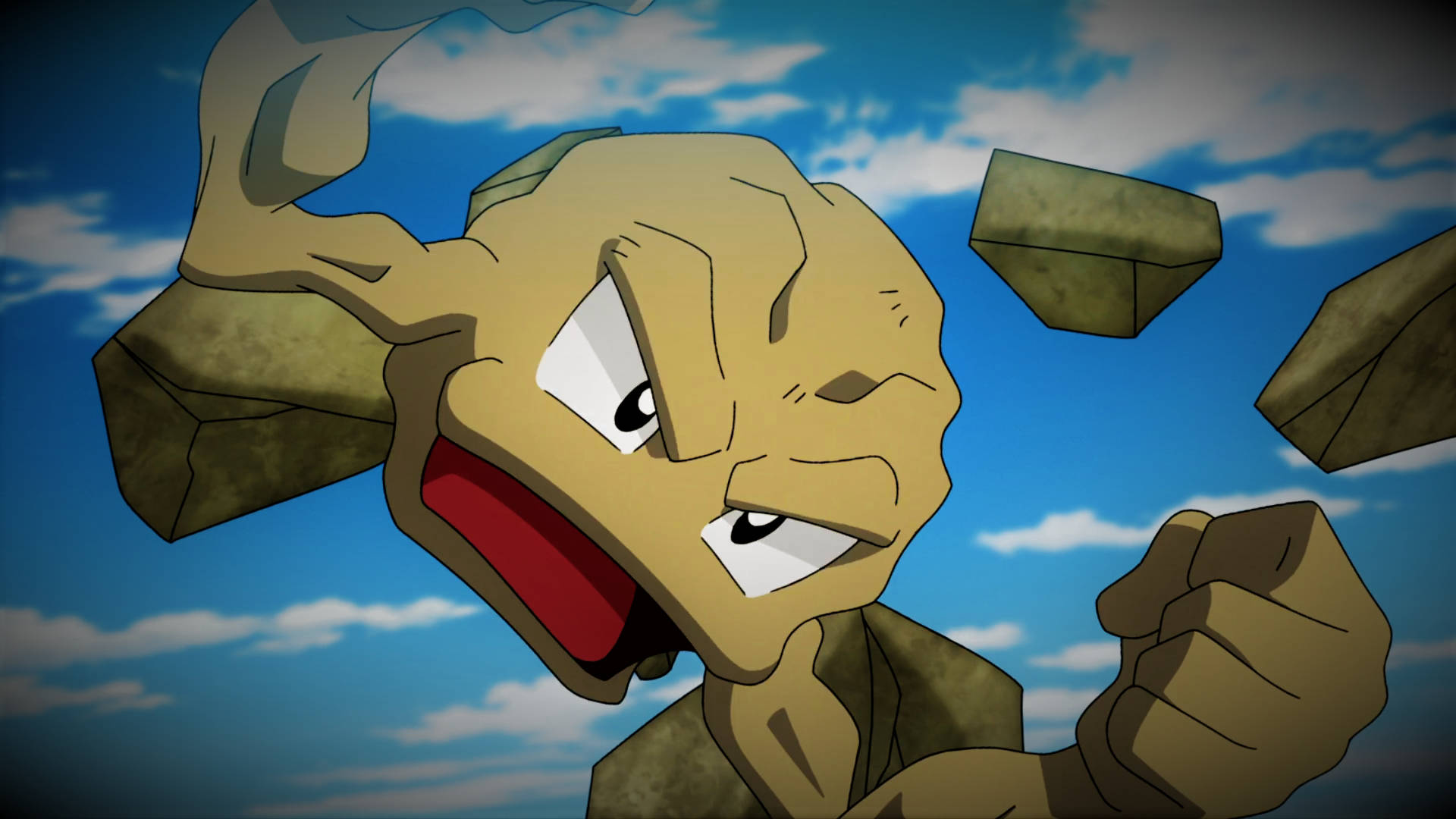 Geodude, rocks, bright blue sky, Full HD Desktop Wallpaper